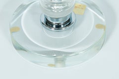 Italian Murano Glass Table Lamp, Frosted Shade and Ribbed Stem, Cenedese, 1980s