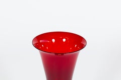 Italian Murano Glass Goblet with Gold Swan Detail in Red, 1980s