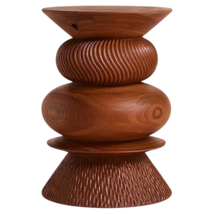 Chopy Ovaler Esstisch, handgeschnitztes massives Tzalam-Holz, Totem-Beine, modernes Design im Angebot