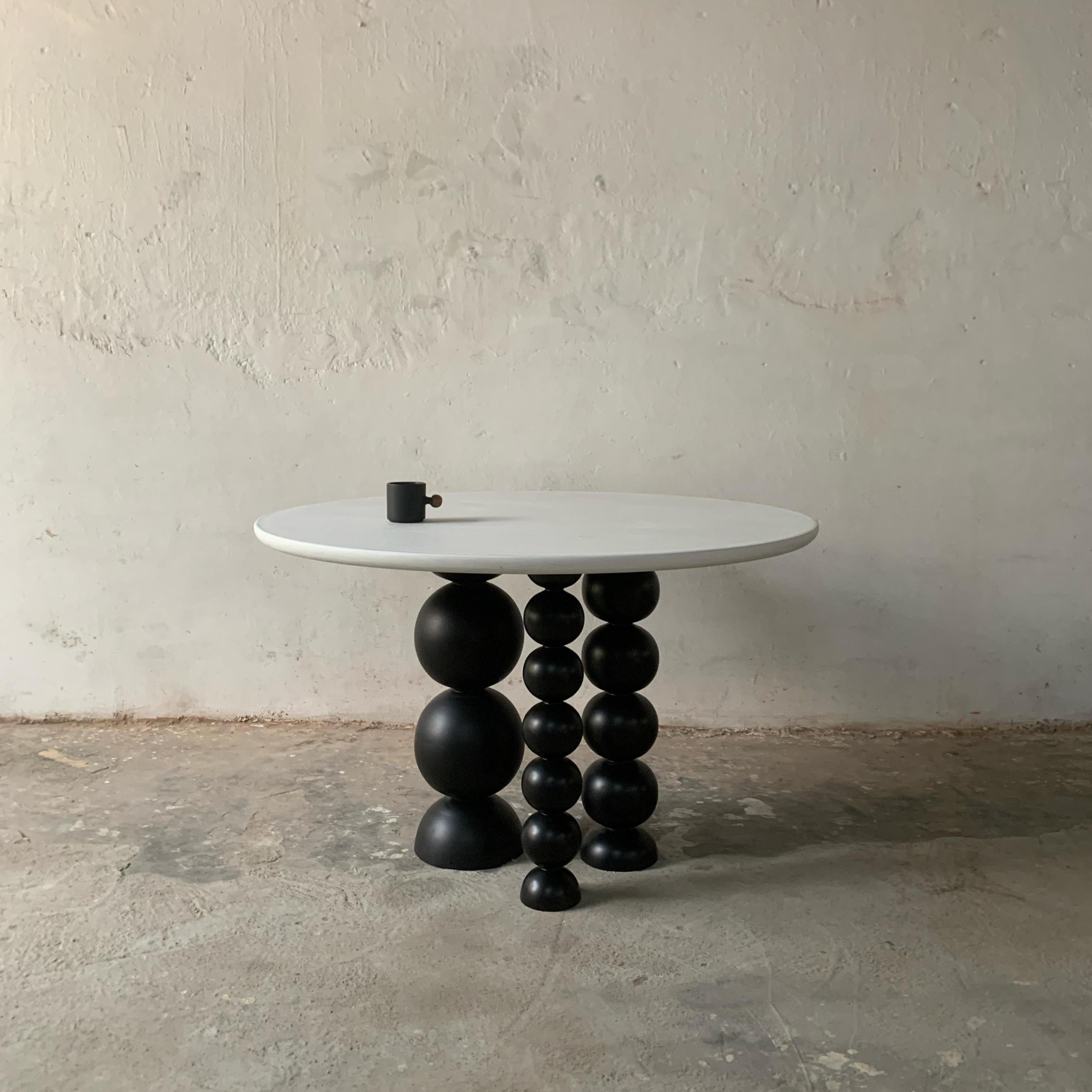 Indian Ball Pack Round Dining Table Black For Sale