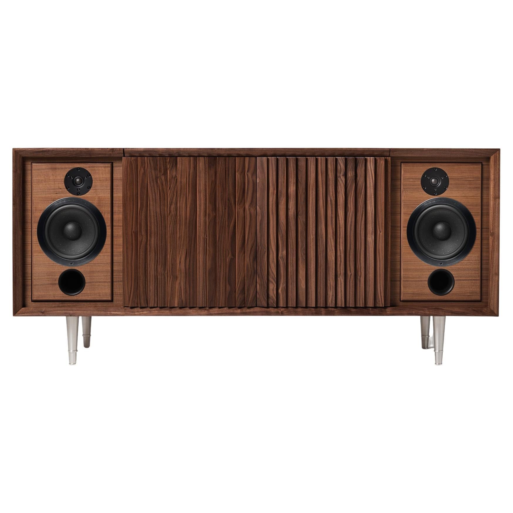 Wrensilva M1 record player console with integrated music streaming in walnut For Sale