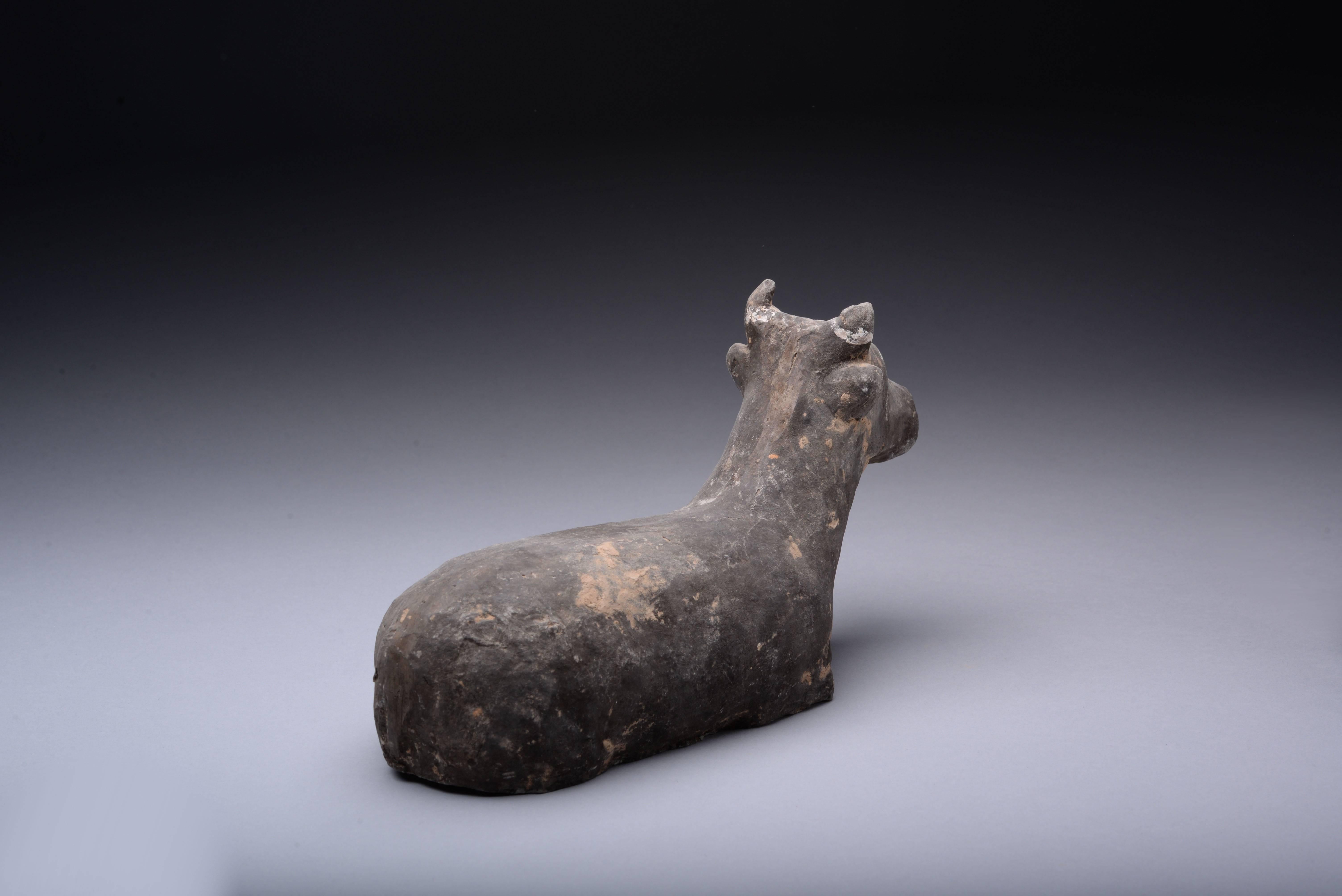 18th Century and Earlier Ancient Chinese Han Dynasty Pottery Bull, 206 BC