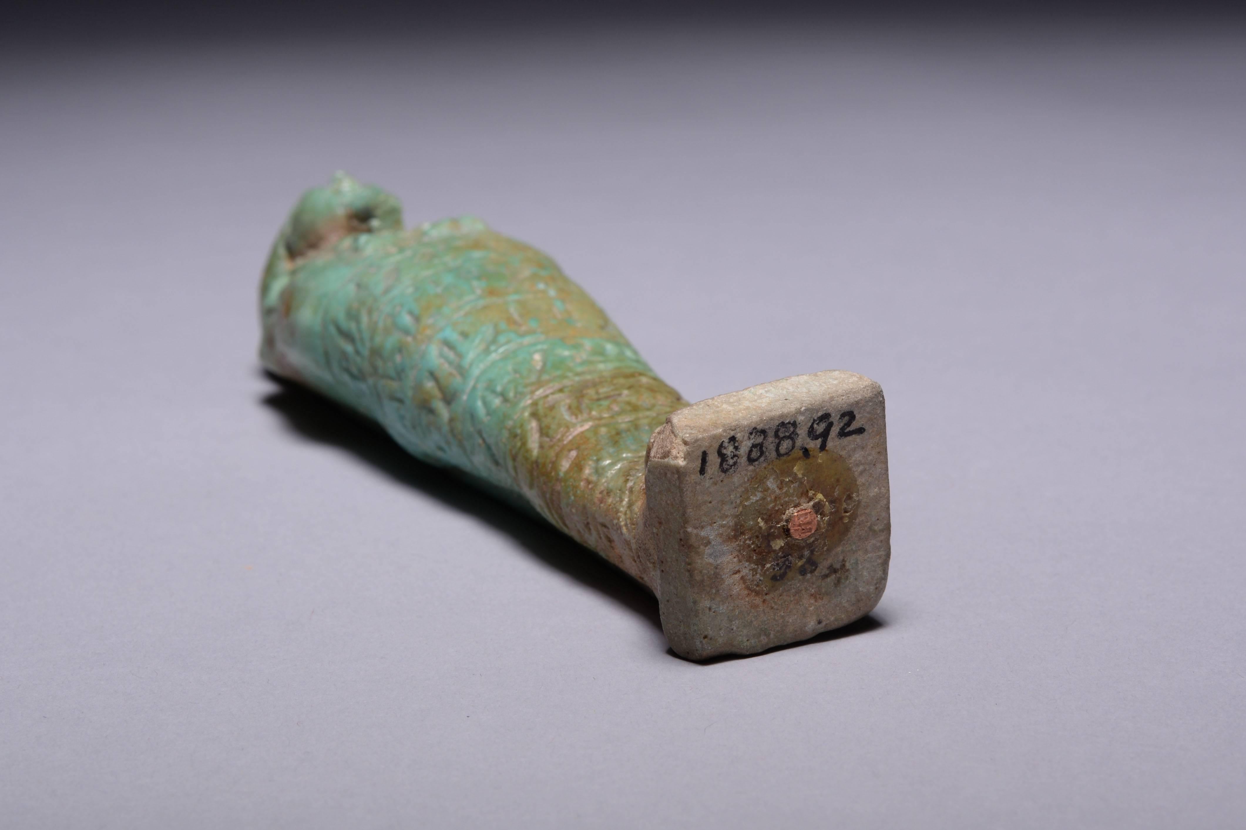 Ancient Egyptian Green Faience Shabti Figure - 664 Bc 2