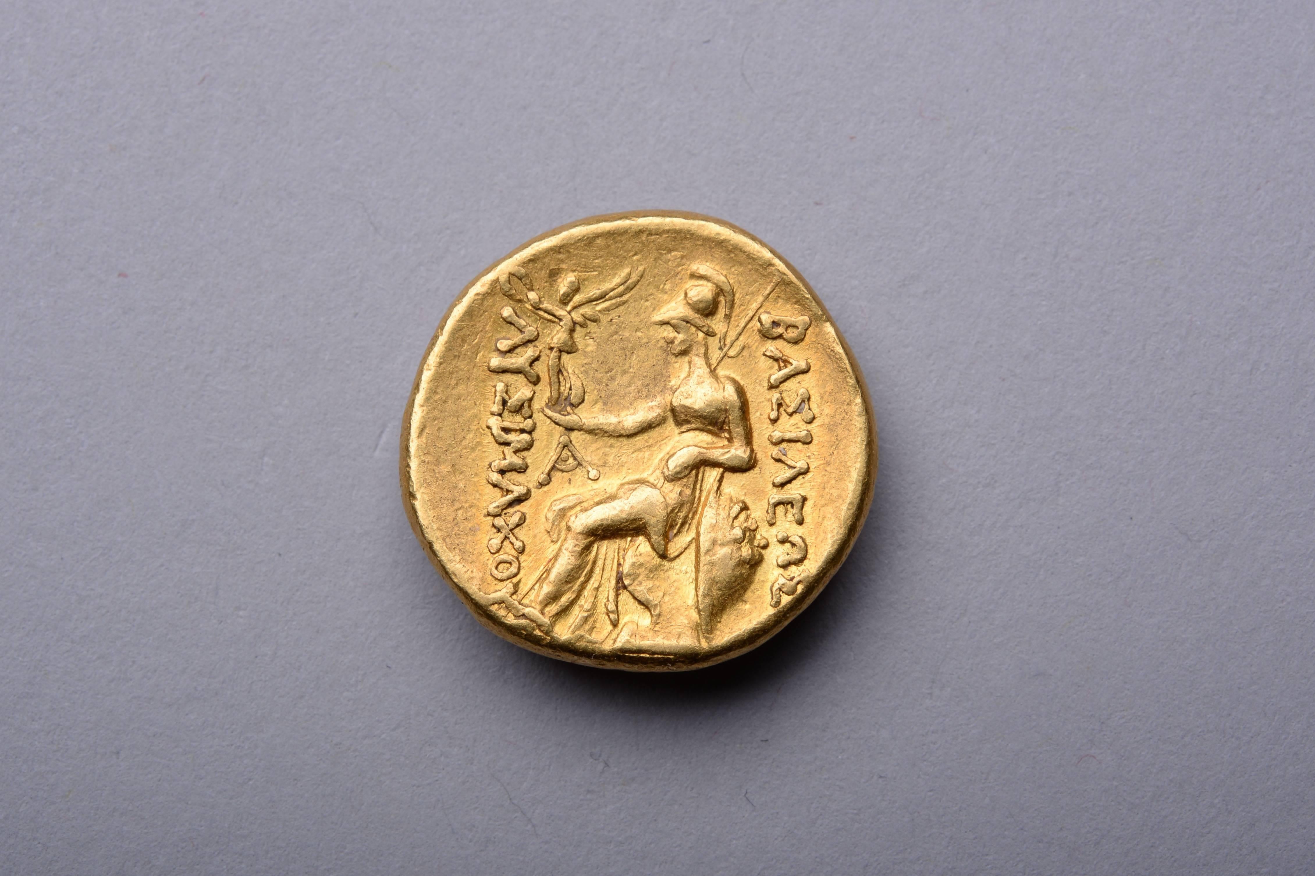 A pleasing example of a historically fascinating coin type. This gold stater, minted under King Lysimachos, depicts one of the earliest known portraits of Alexander the Great, in fine Hellenistic style. Struck in Thrace, circa 281 BC.

The obverse