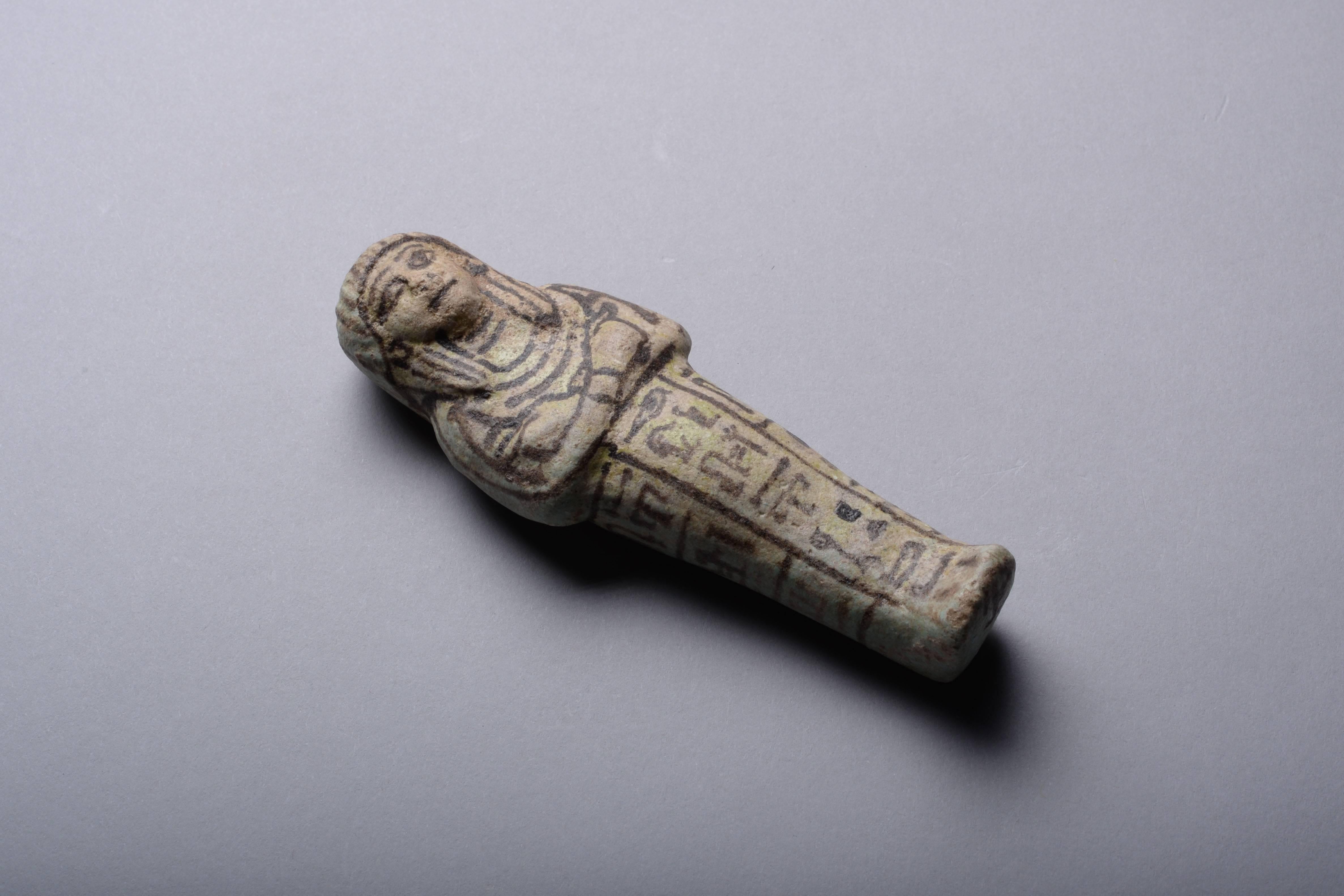 Faience Ancient Egyptian Shabti for May, Scribe of Ptah