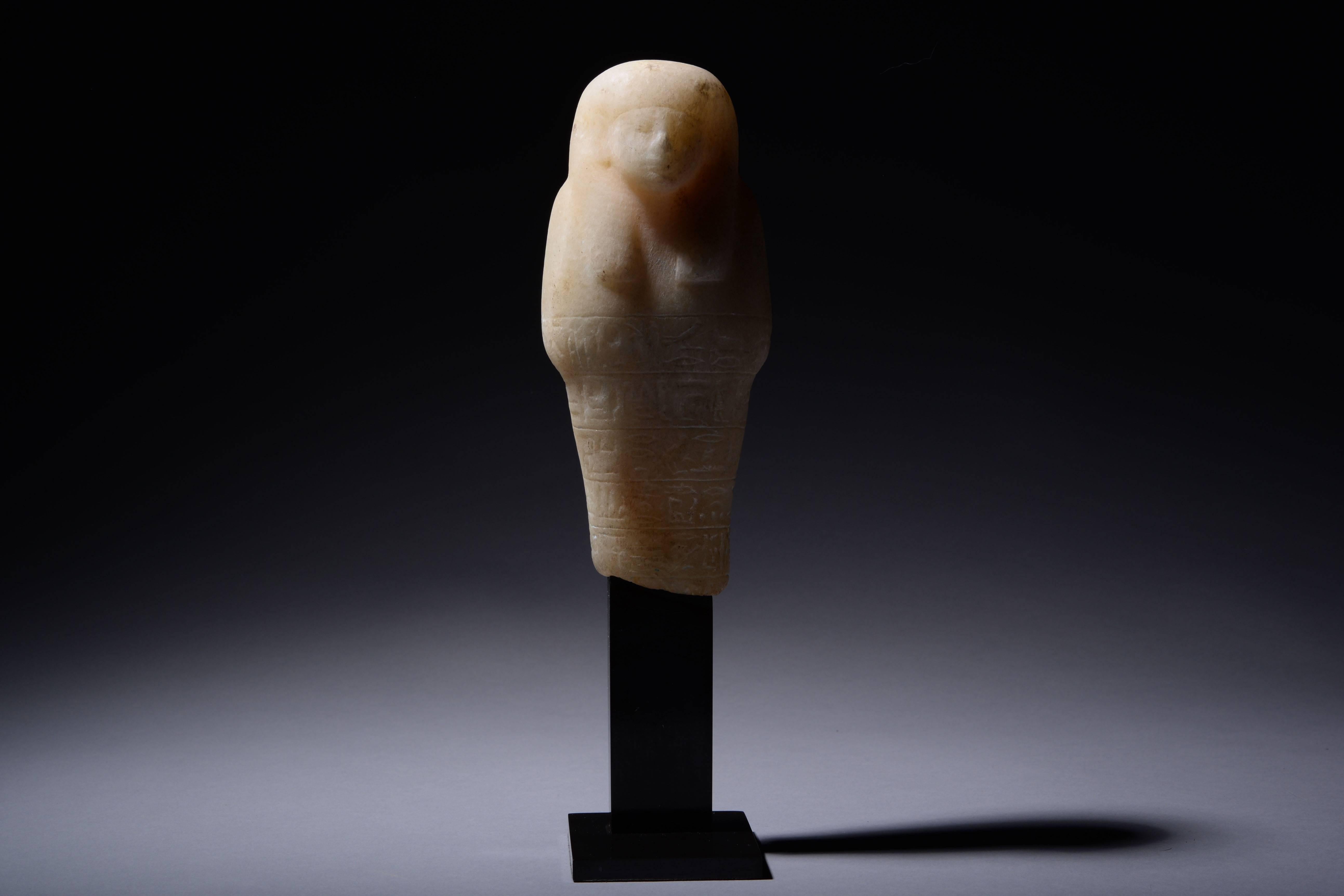 Ancient Egyptian Alabaster Shabti, 1292 BC In Excellent Condition In London, GB