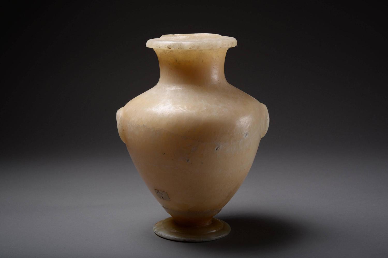 Elegant Ancient Egyptian Alabaster Vase Vessel, 250 BC For Sale at 1stdibs