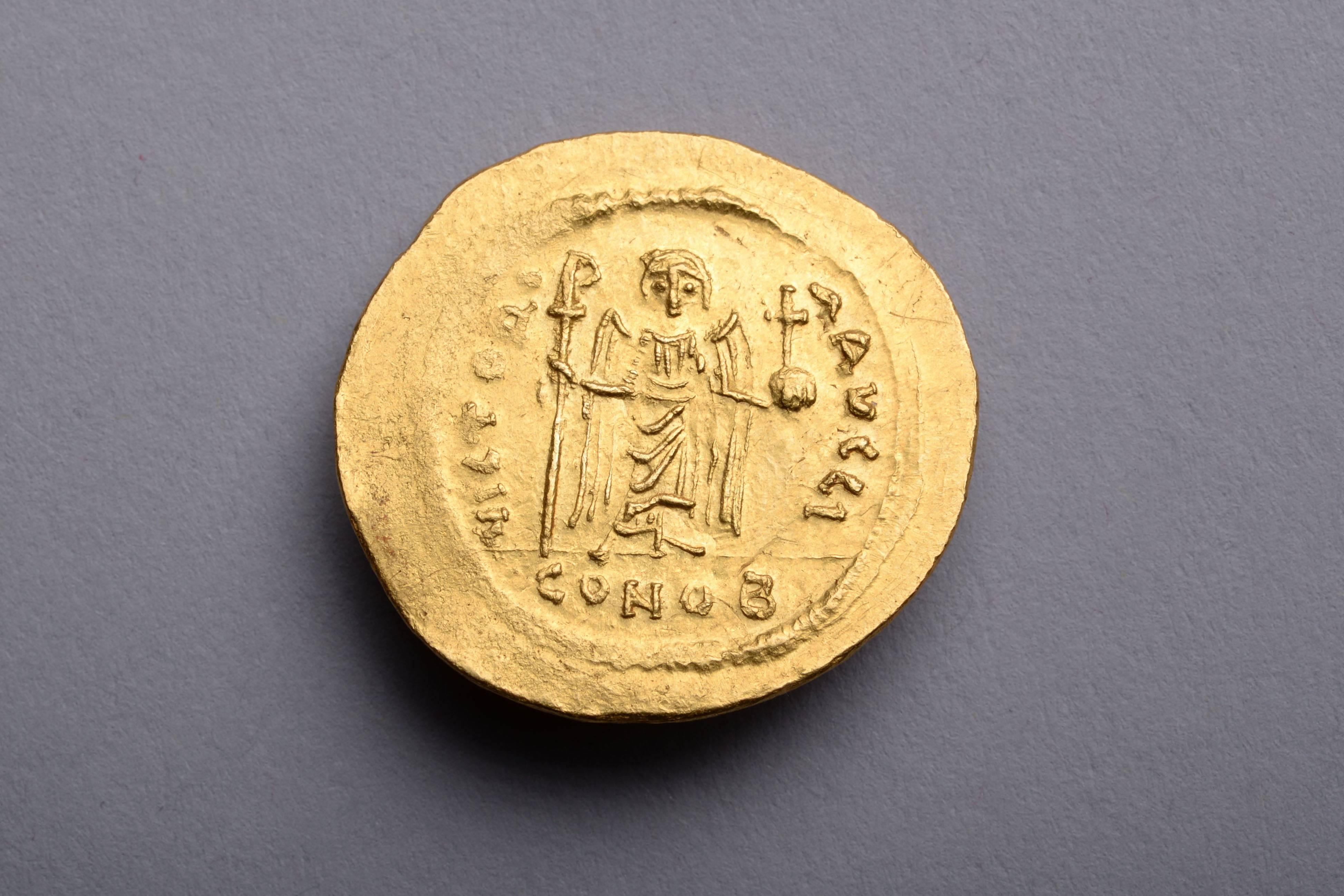 A highly unusual Byzantine solidus, boasting the finest portrait of Emperor Phocas that we have ever seen.

A gold solidus issued under Emperor Phocas (or Focas), at the Constantinople mint, in 603 AD.

The obverse with a remarkable portrait