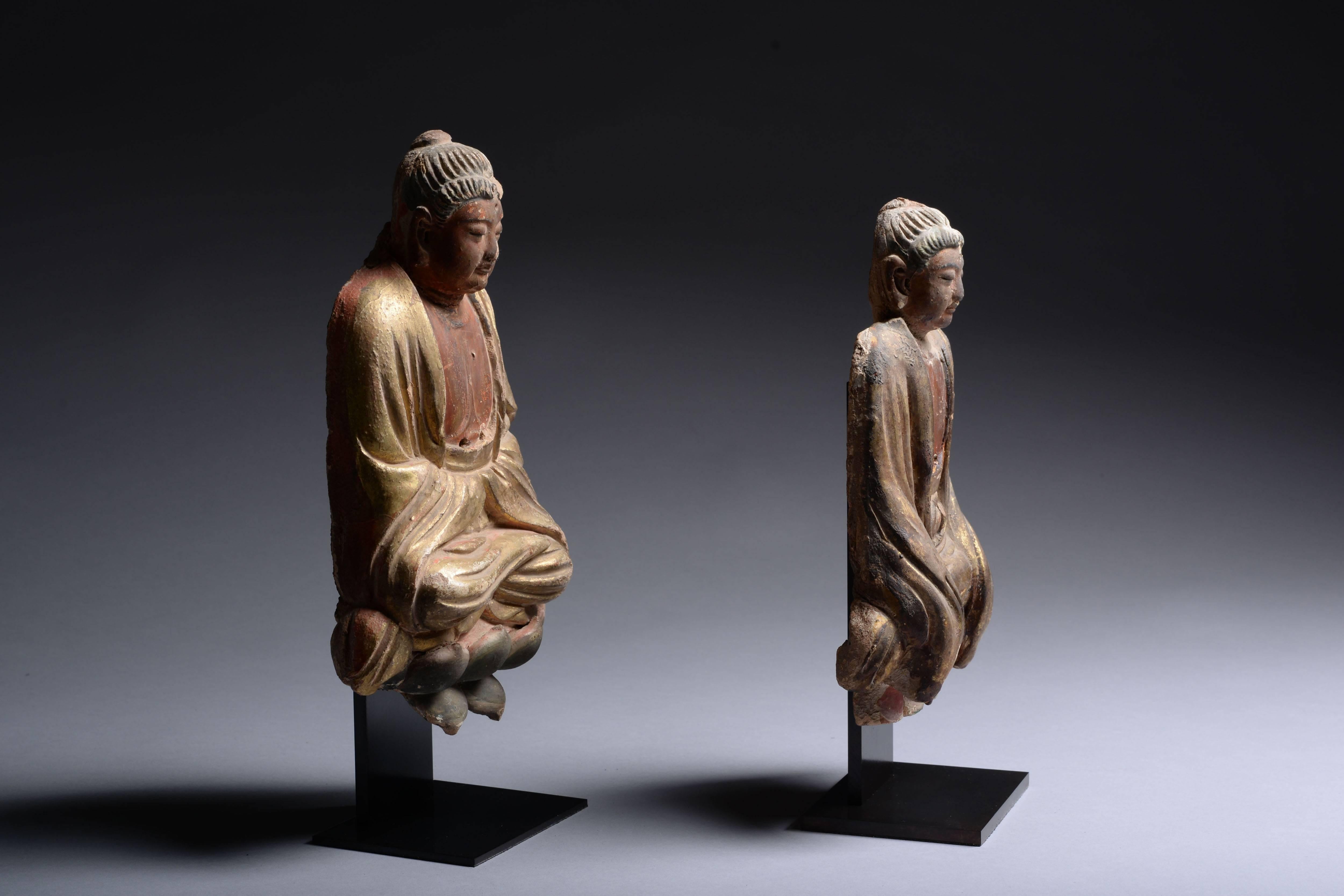 Ancient Chinese Ming Dynasty Seated Buddha Statues, 1275 AD In Excellent Condition In London, GB
