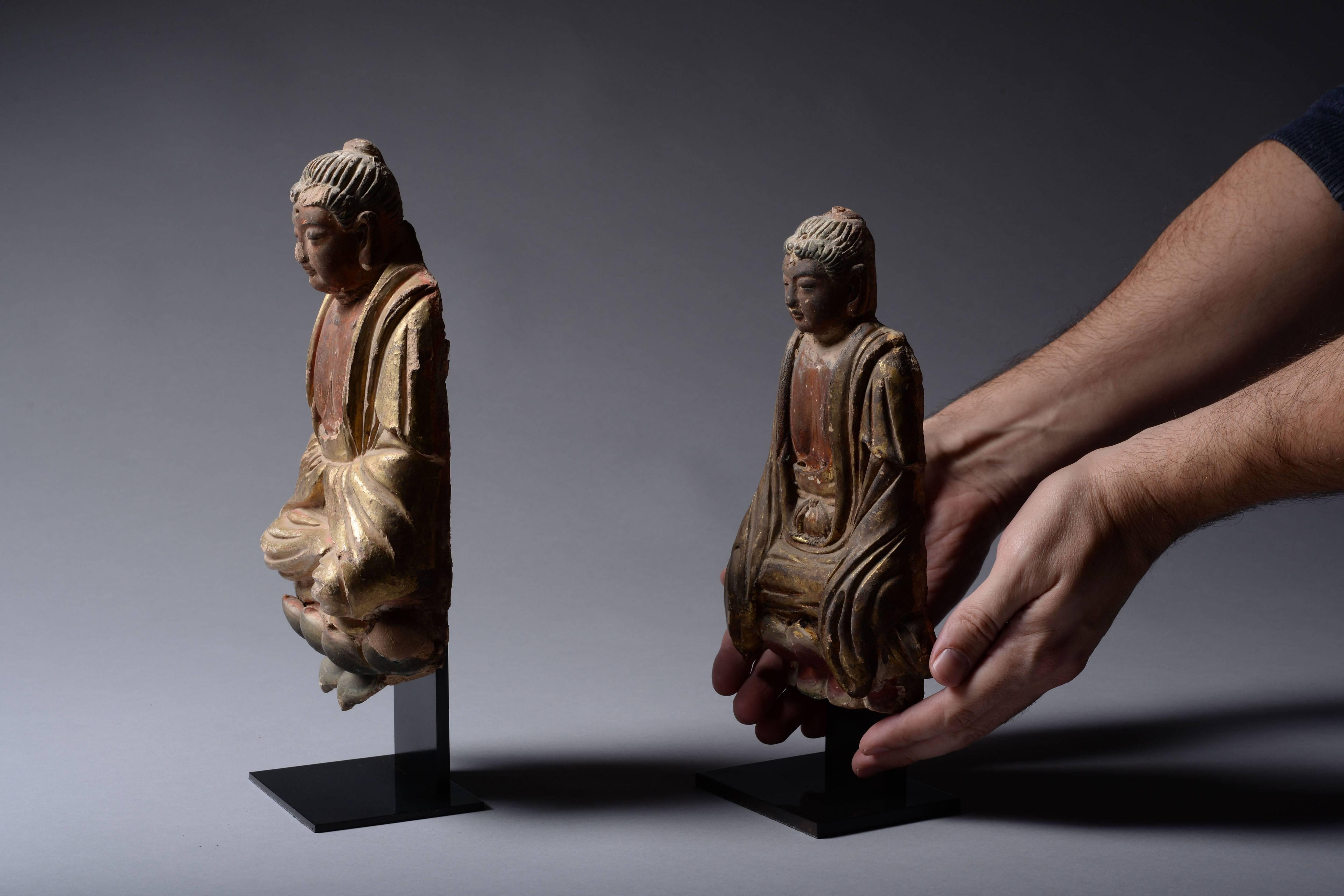 18th Century and Earlier Ancient Chinese Ming Dynasty Seated Buddha Statues, 1275 AD
