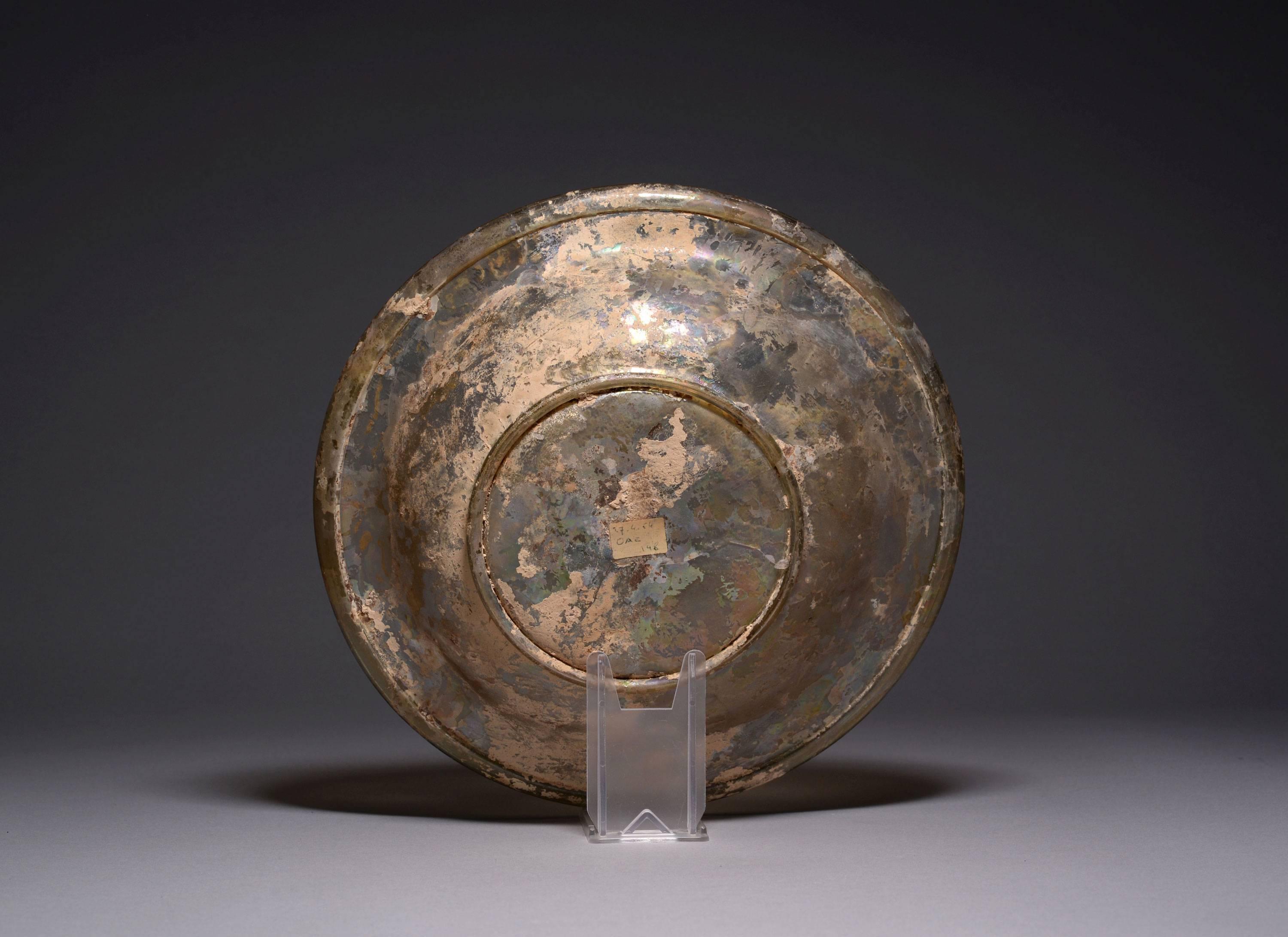 Classical Roman Large Ancient Roman Glass Dish Platter, 350 AD