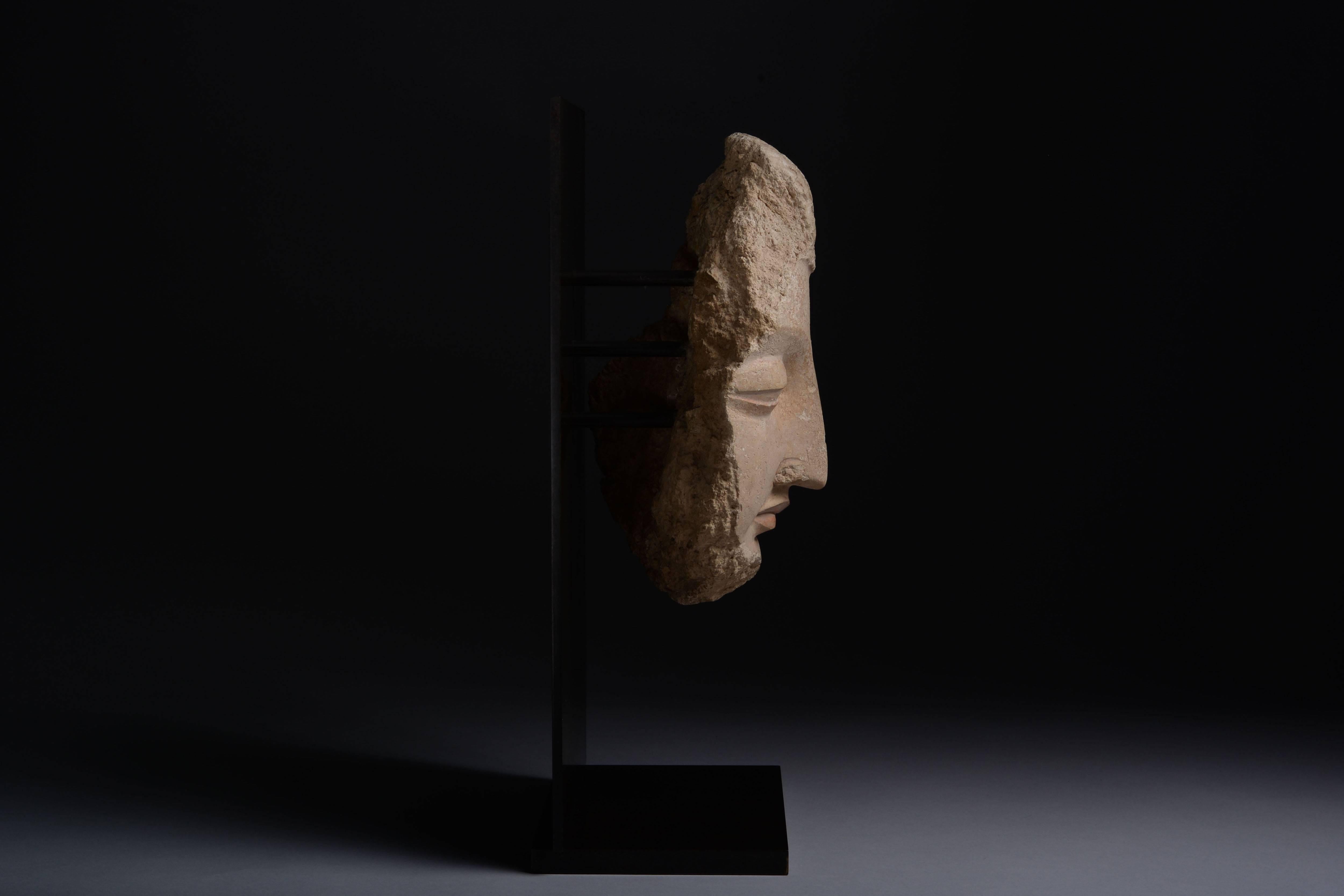 Exceptional Ancient Gandharan Buddha Head Sculpture, 350 AD 1