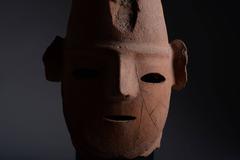 Superb Ancient Japanese Kofun Haniwa Head, 300 Ad