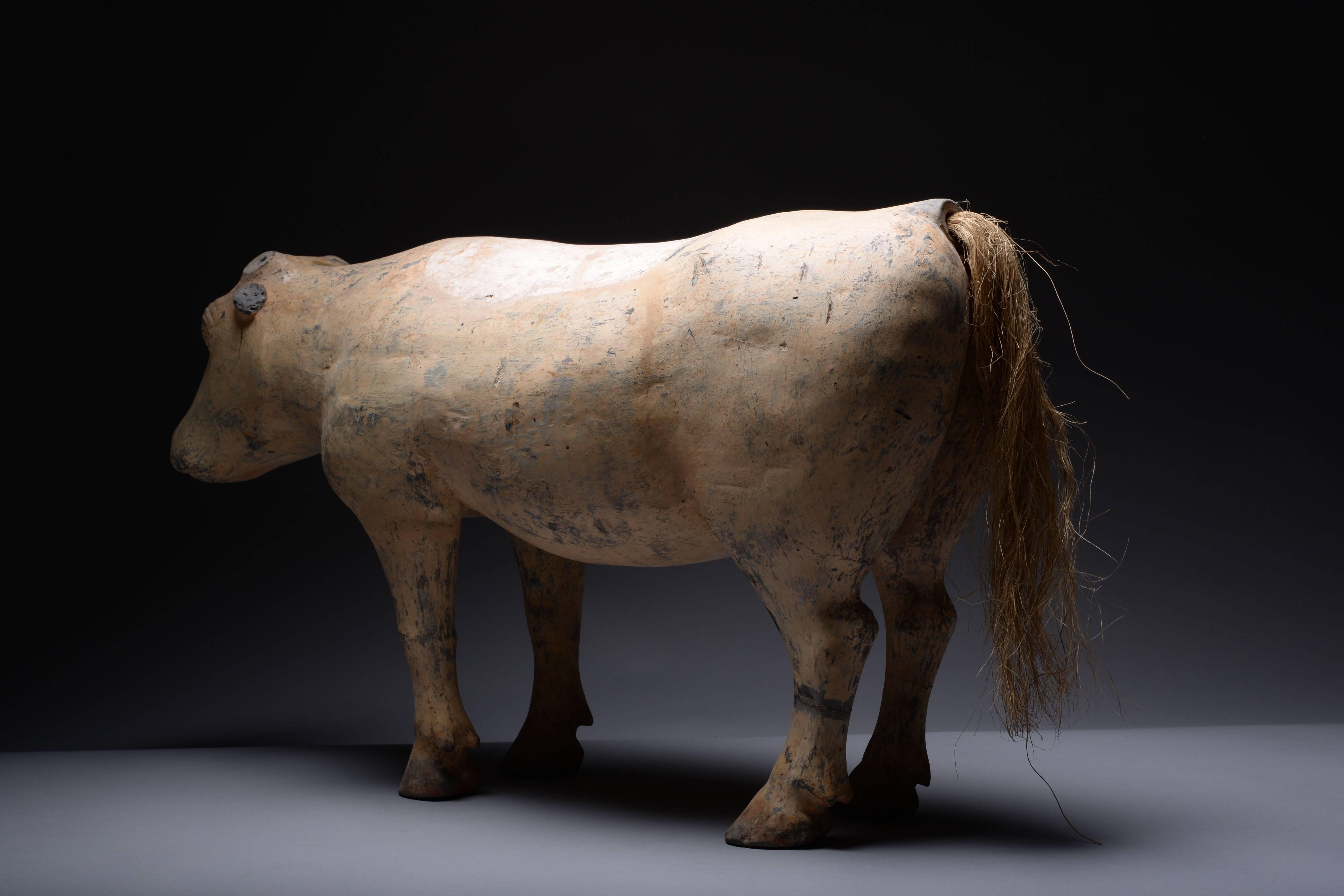 18th Century and Earlier Ancient Chinese Han Dynasty Pottery Ox, 206 BC