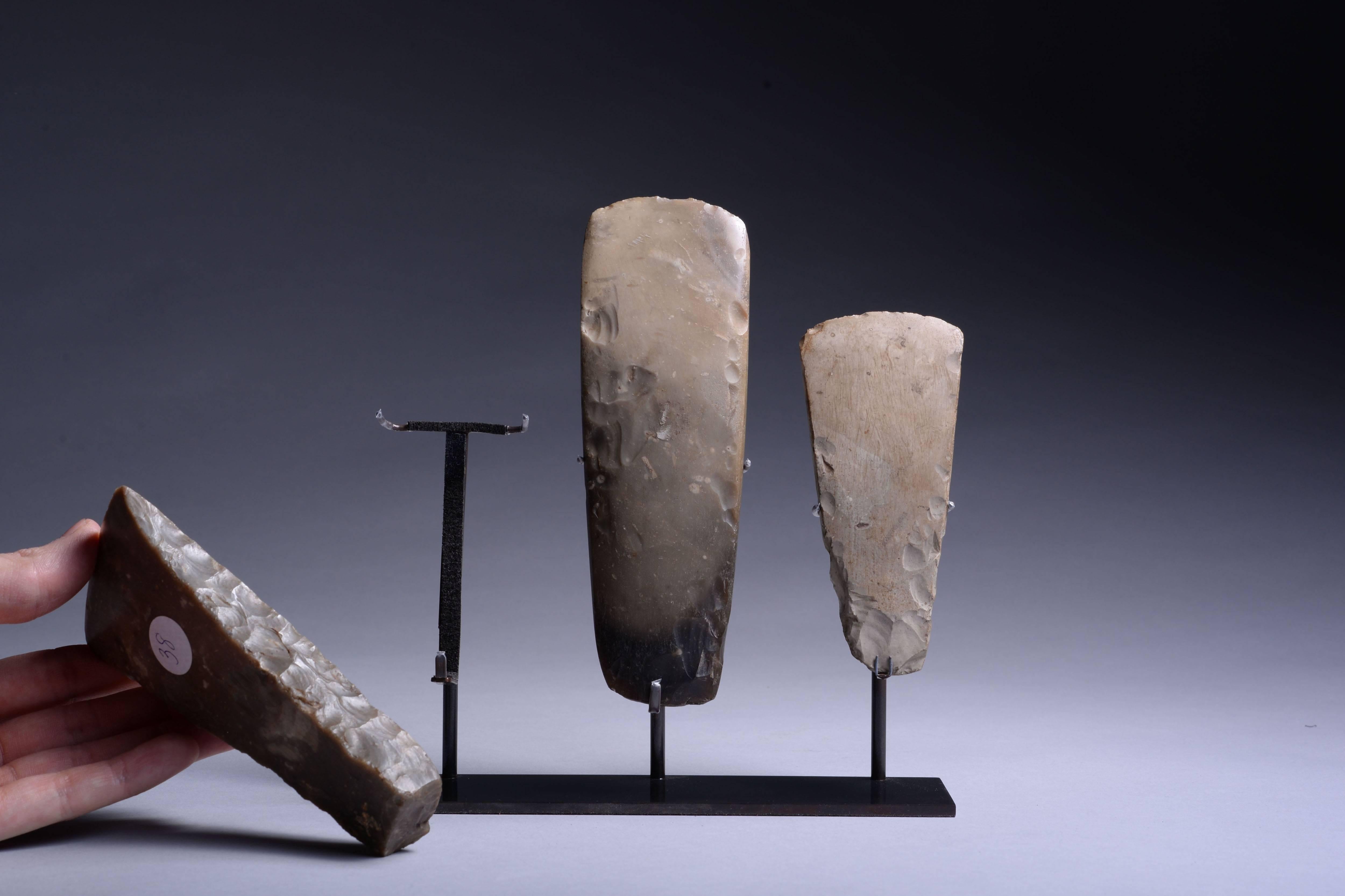 18th Century and Earlier Collection of Prehistoric Neolithic Danish Flint Axes, 1900 BC