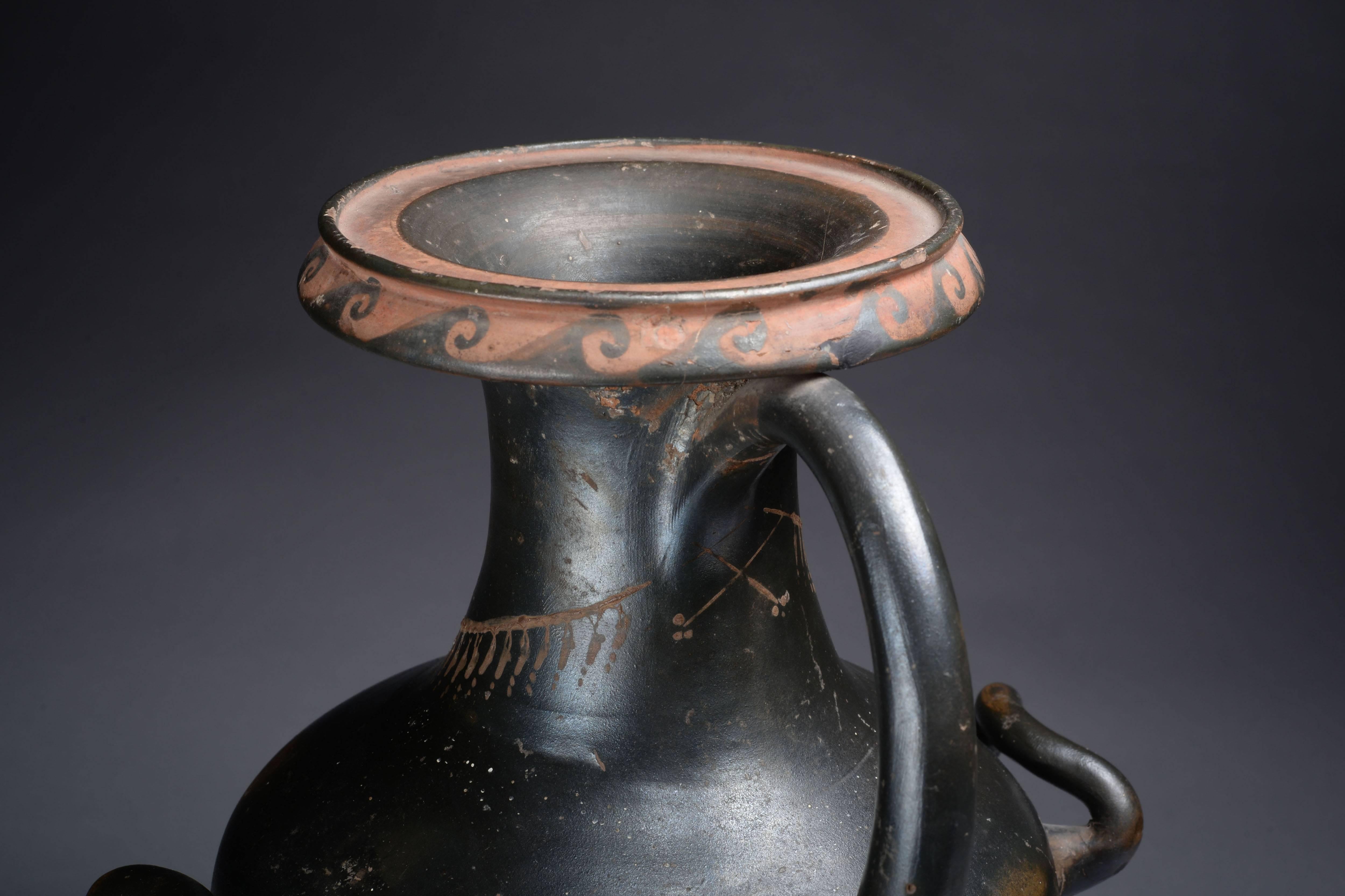 Ancient Greek Black Glazed Pottery Hydria, 350 BC 1