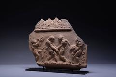 Ancient Roman Terracotta Relief of Satyrs Making Wine, 50 BC