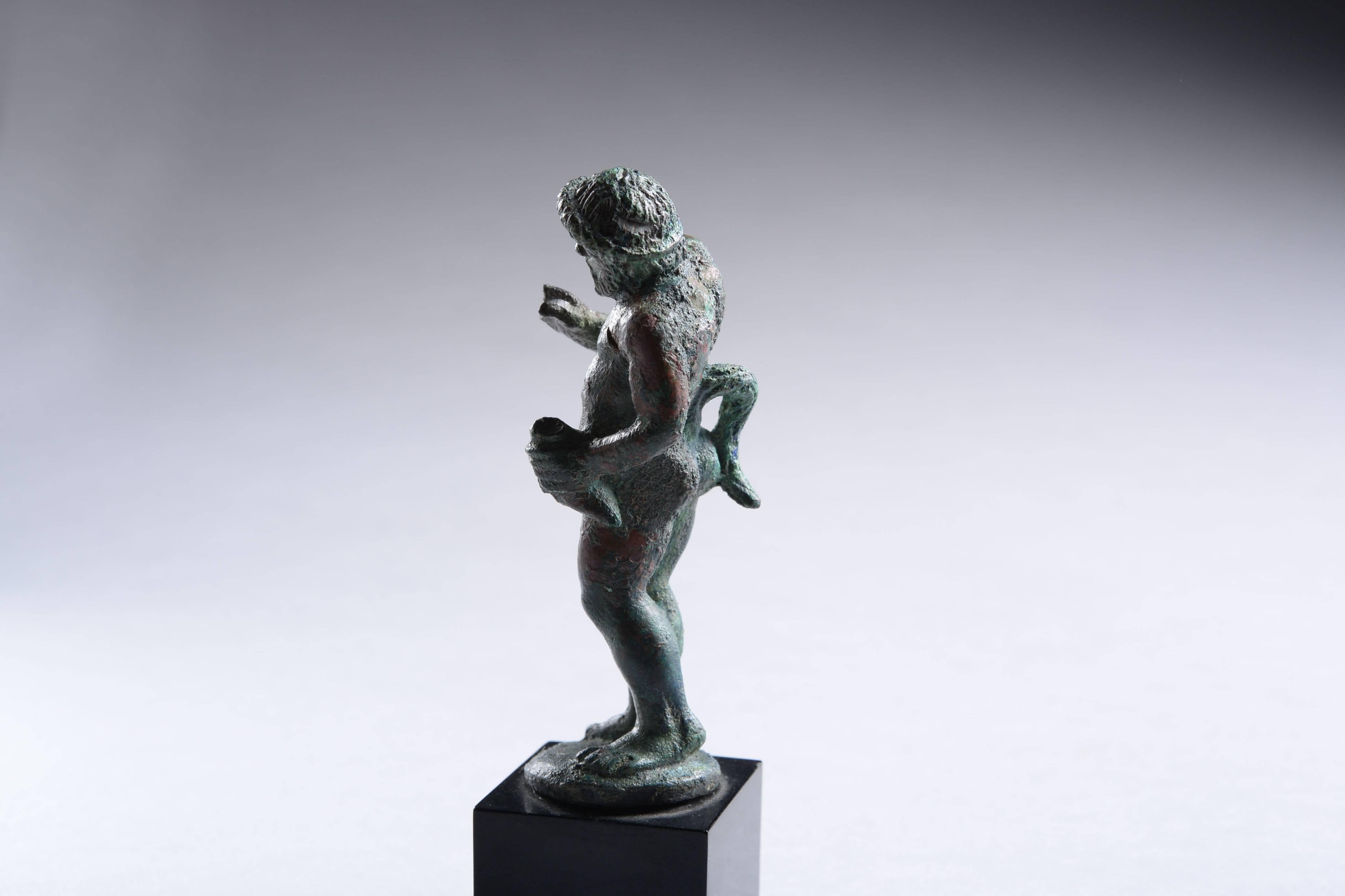 Etruscan Bronze Statuette of a Drunk Satyr, 450 BC In Excellent Condition In London, GB