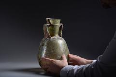 Large Ancient Roman Green Glass Vessel, 250 AD