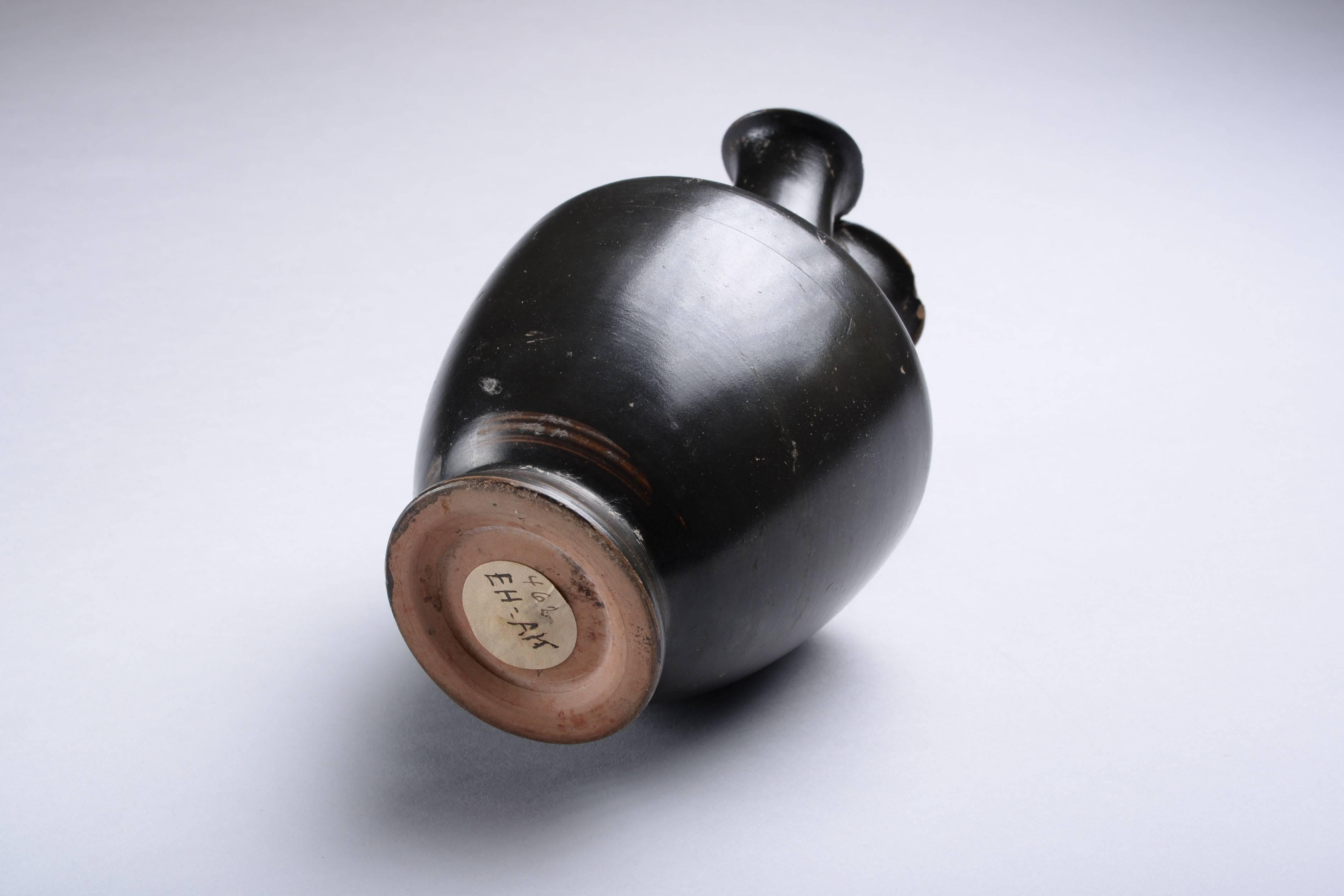 European Ancient Greek Black Glazed Pottery Jug, 350 BC