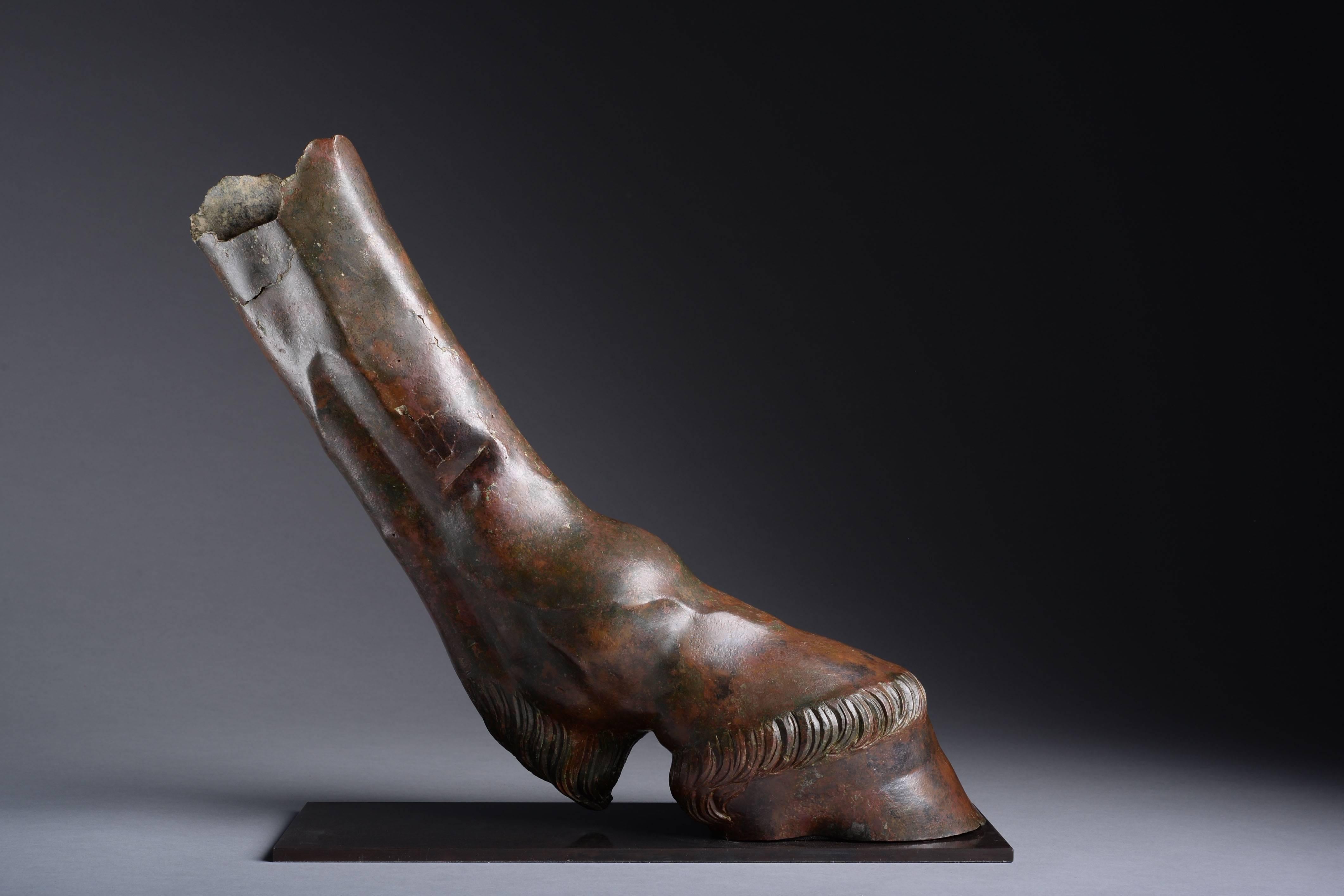Classical Roman Lifesize Roman Bronze Horse Foot, 100 AD