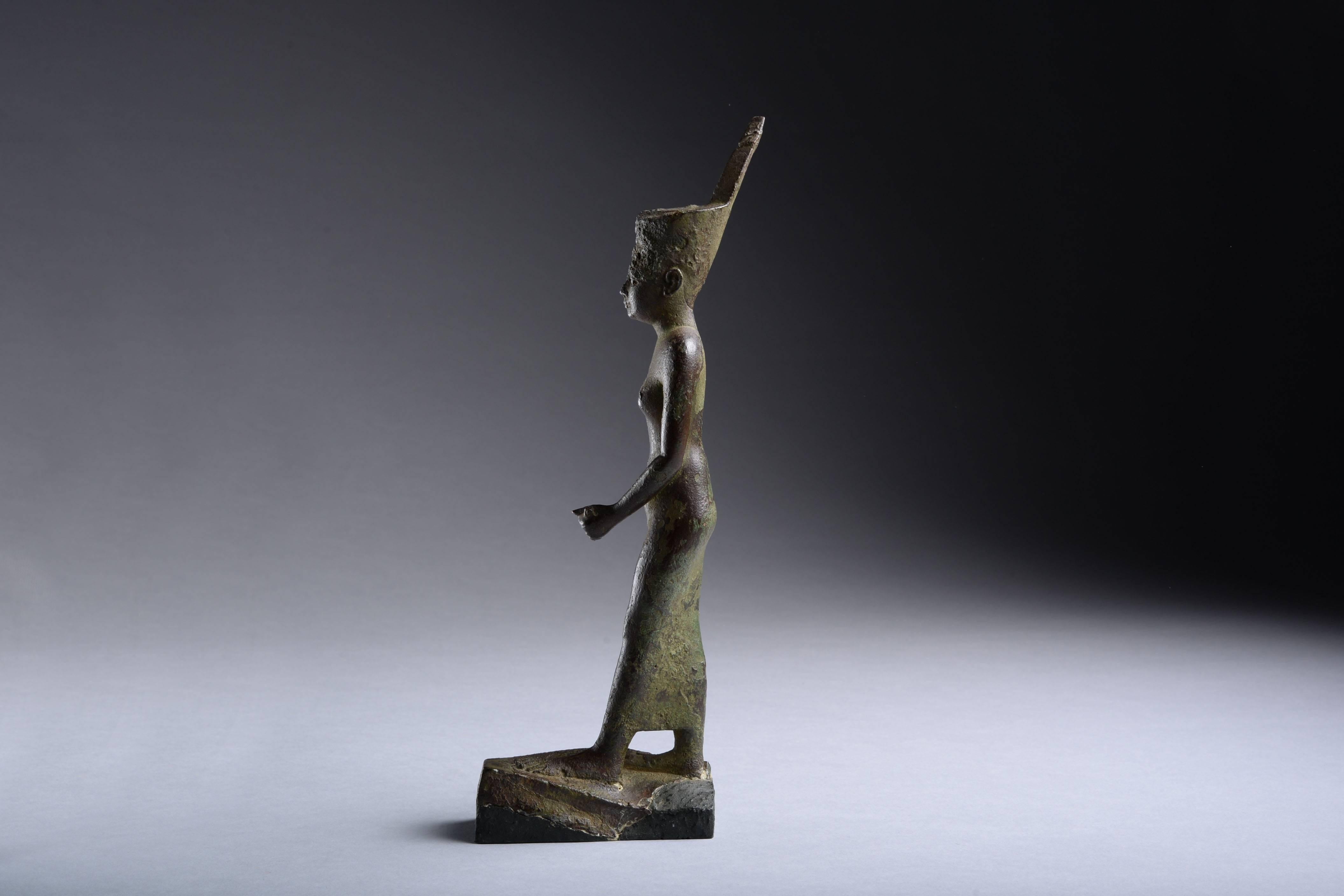 18th Century and Earlier Large Ancient Egyptian Bronze Statuette of the Goddess Neith, 664 BC