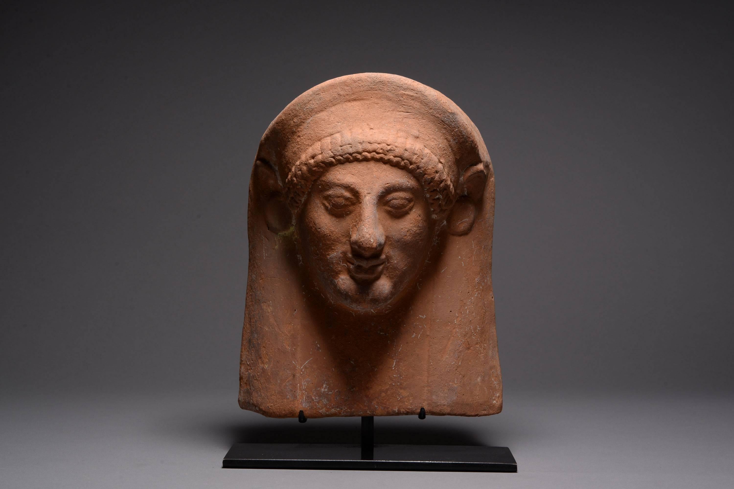 Classical Greek Ancient Greek Archaic Terracotta Female Protome, 550 BC