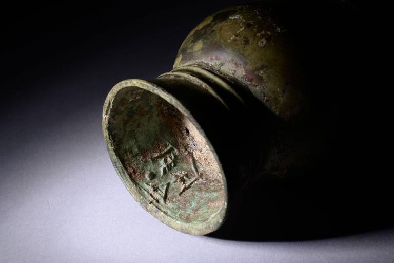Rare Chinese Achaistic Late Shang Dynasty Inlaid Bronze Gu 
