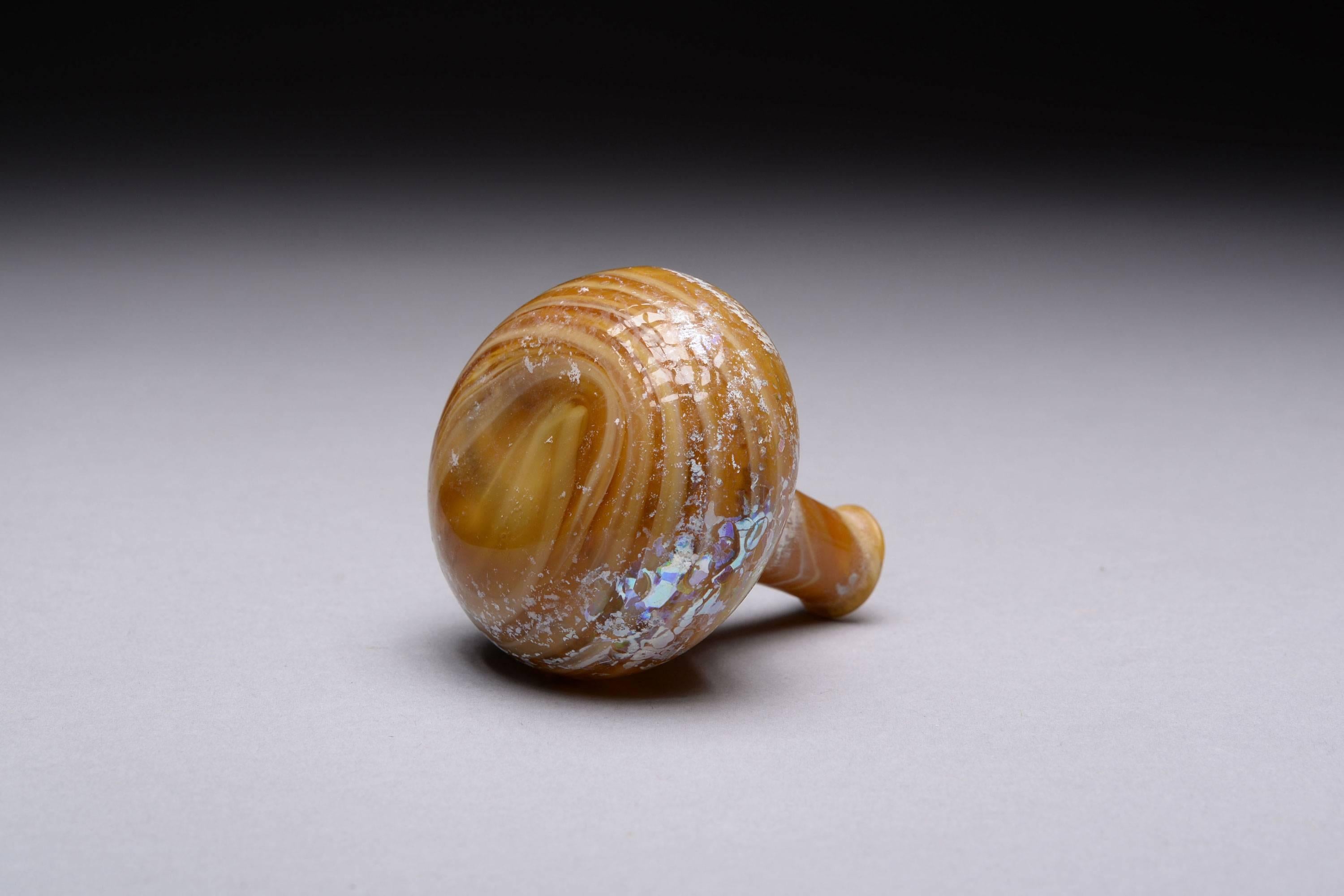 18th Century and Earlier Ancient Roman Marbled Glass Bottle, 50 AD