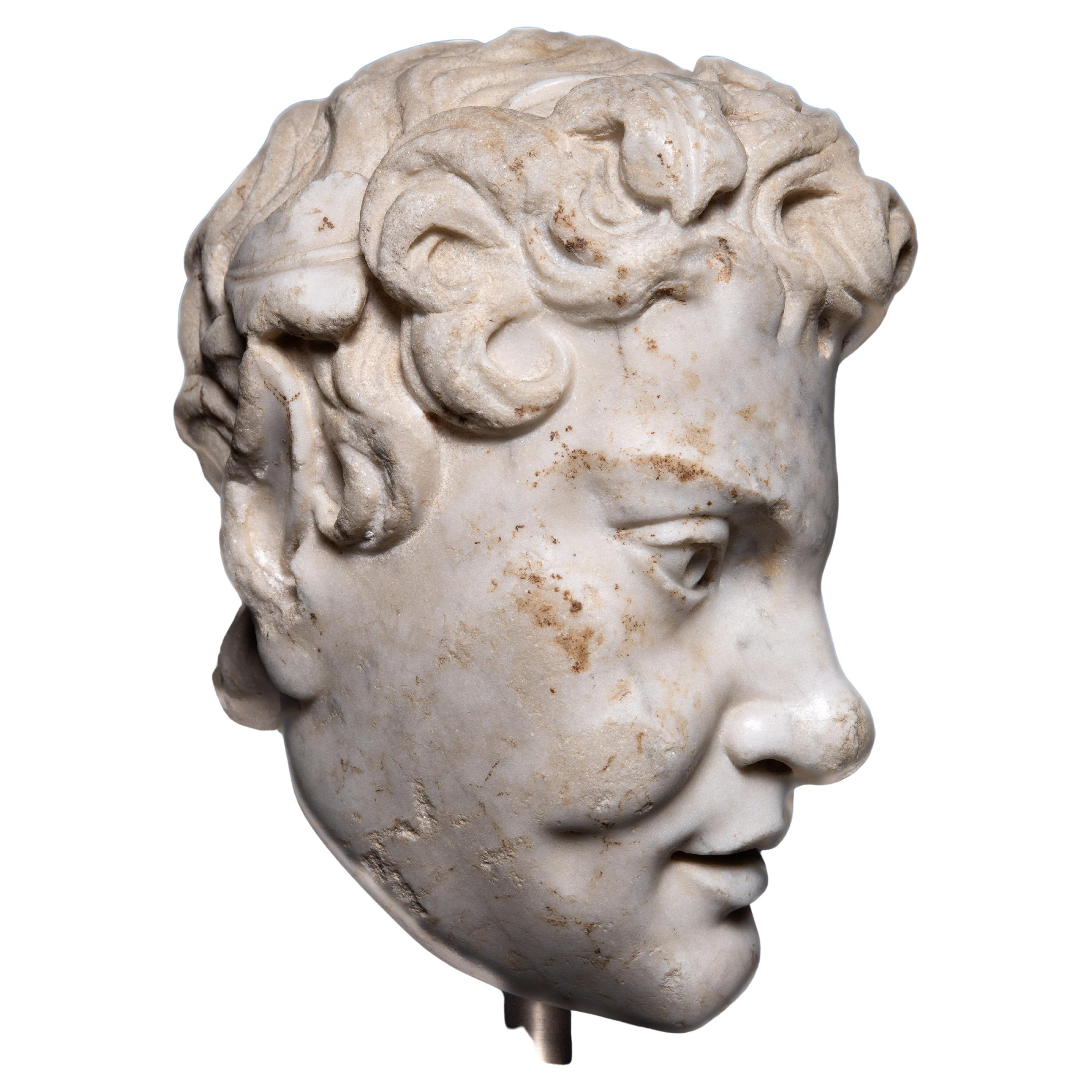 Polished Roman Marble Head of a Satyr