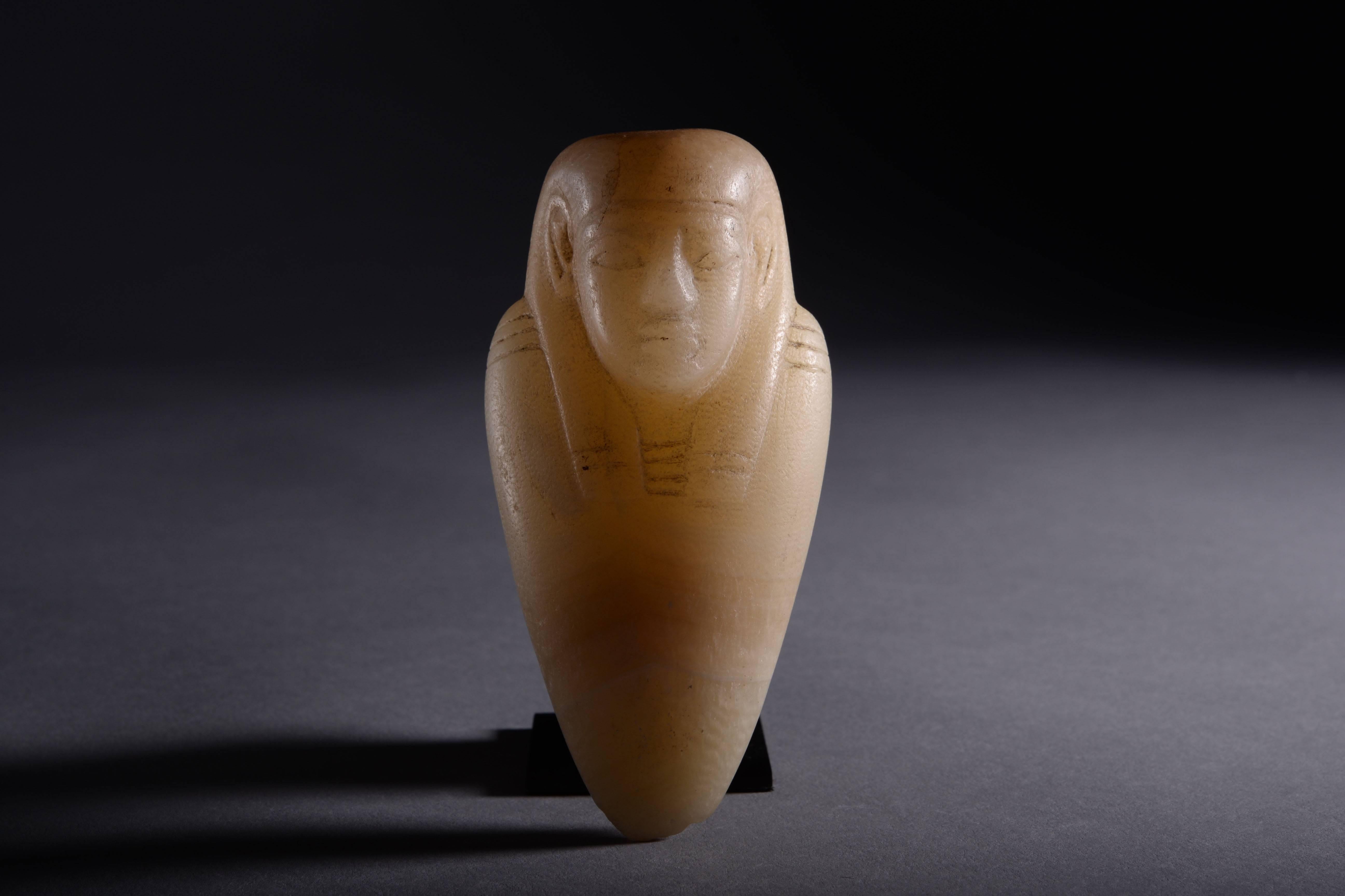 18th Century and Earlier Ancient Egyptian Alabaster Human Heart Amulet, 664 BC