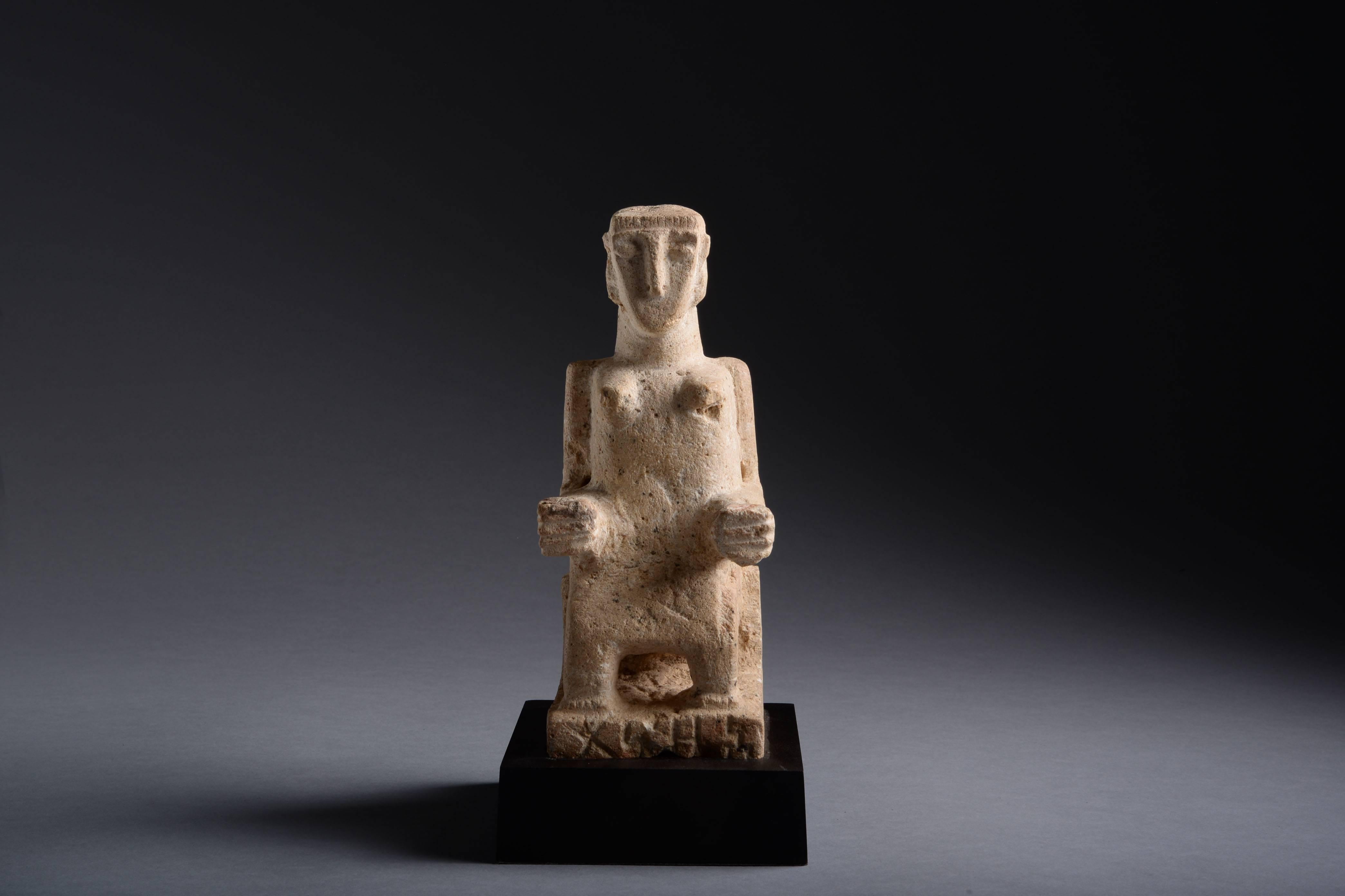 Ancient South Arabian Limestone Abstract Female Idol 1