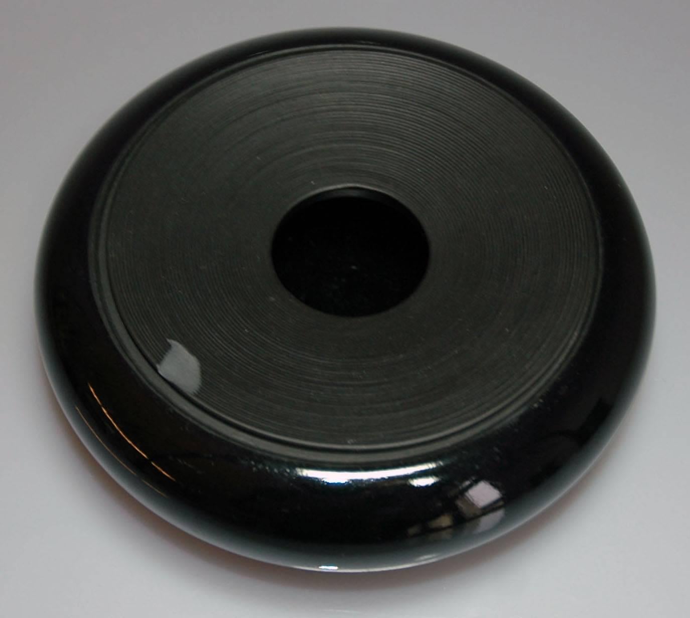 The smoker set from the Black Noire series Tapio Wirkkala  created in the 1960ths for Rosenthal.

The smoker set include three elements: ashtray, cigarette box and a lighter.

Condition: original condition (ashtray with chip, please see image),