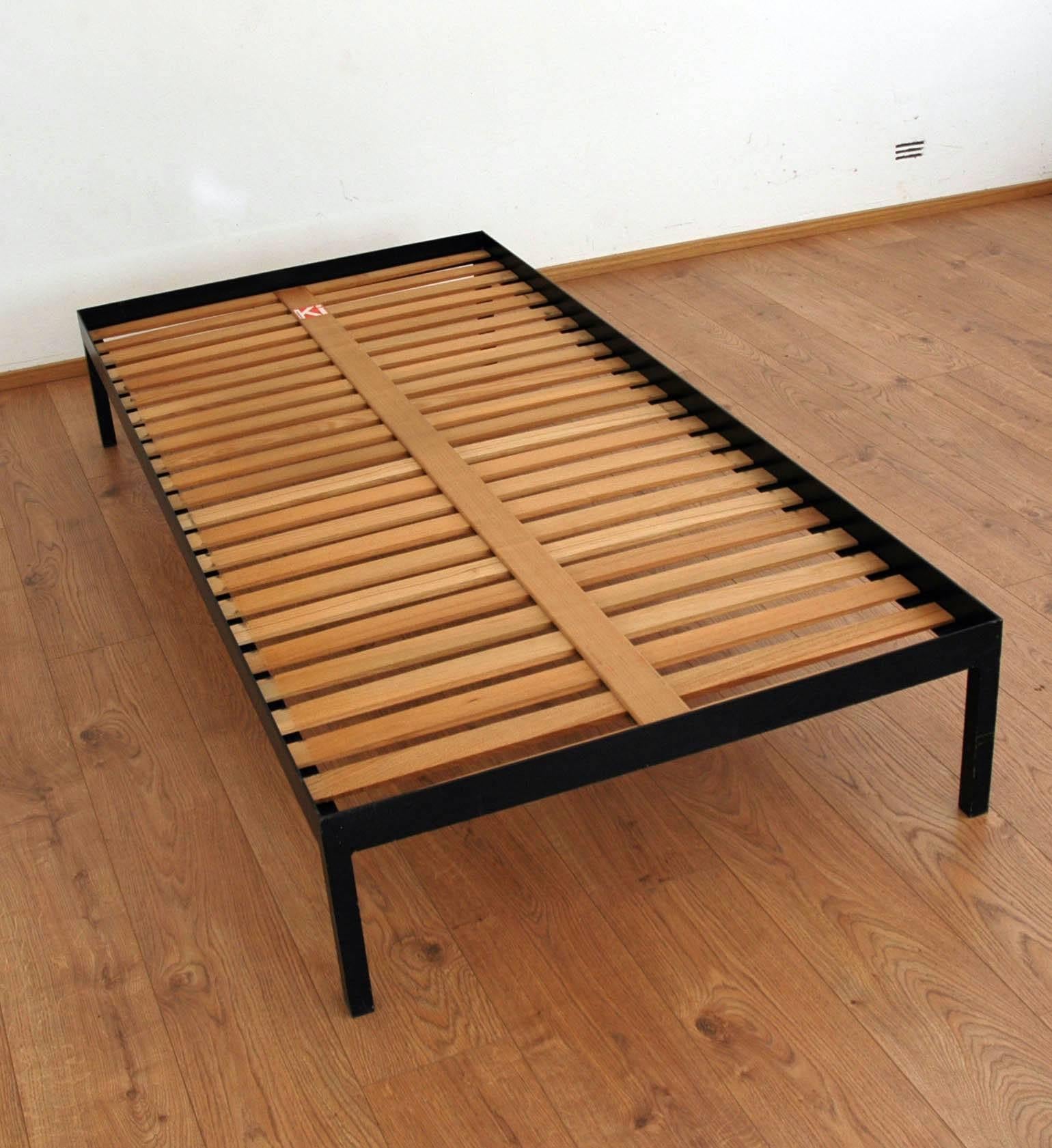 This bed GB1085 was created by Hans Gugelot in 1954. The shown bed is one of the earliest examples and was made in 1964 by an unknown manufacturer in Ulm.

Two beds available, price each bed.