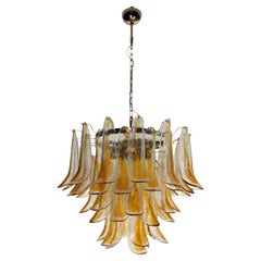 Vintage Amber Glass Petal Chandelier