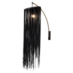Vintage Vegan Leather Fringe Sconce; 66" Faux Leather Fringe