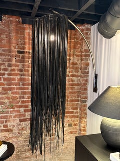 Vintage Vegan Leather Fringe Sconce; 66" Faux Leather Fringe