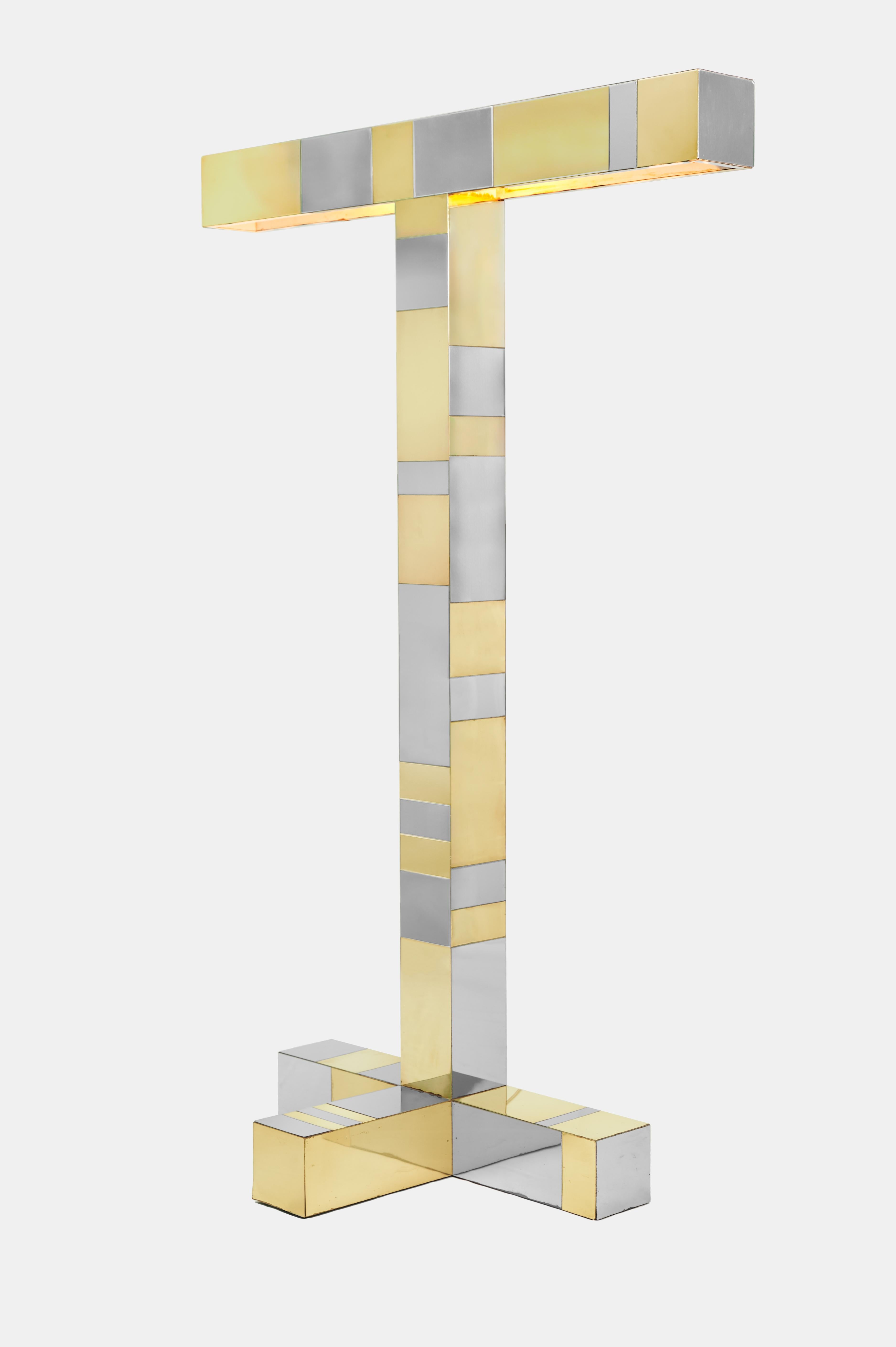 Laiton Lampadaire 'Cityscape' de Paul Evans en vente