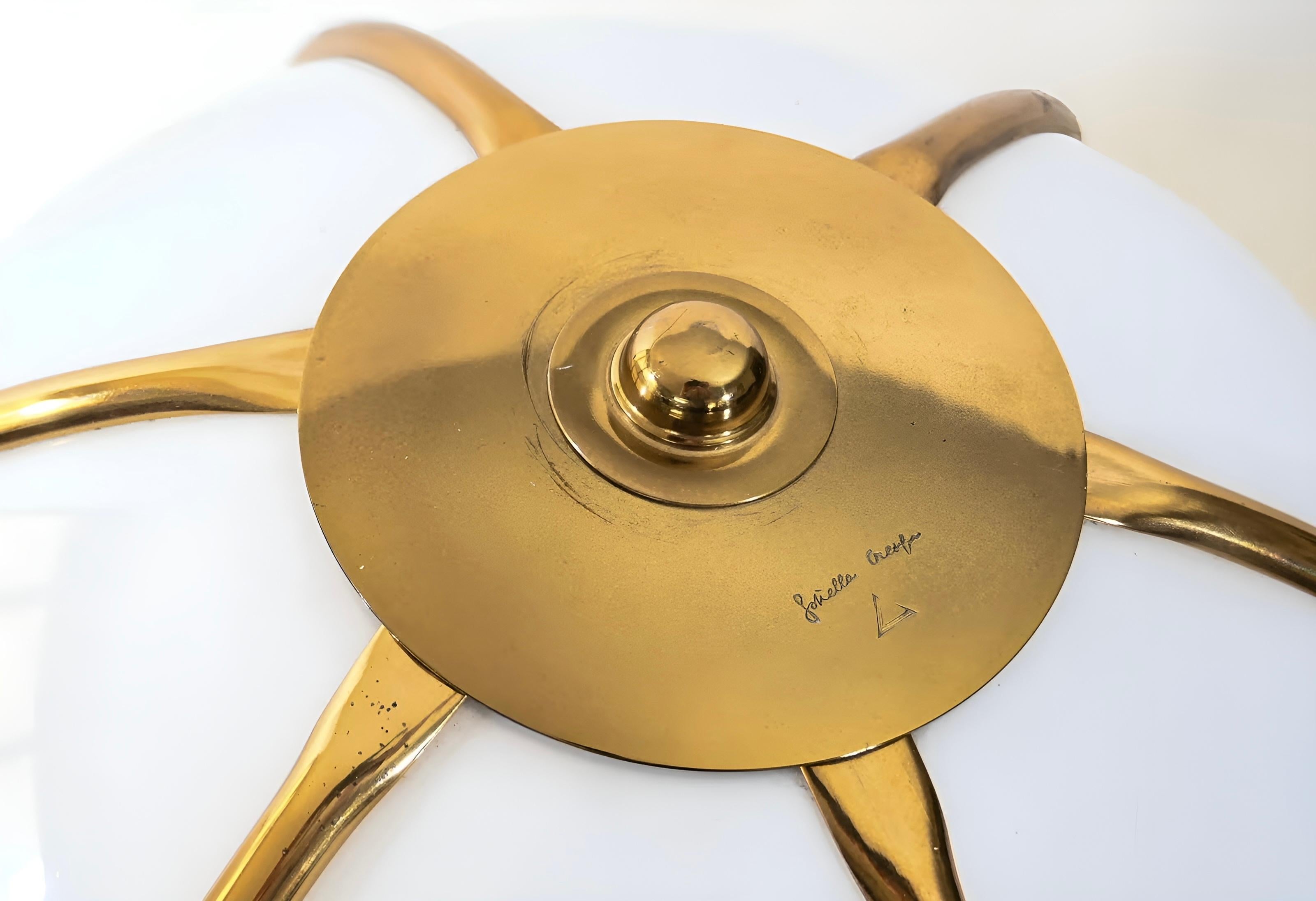 1970 Gabriella Crespi Fungo Lámpara de Sobremesa Latón Plexiglás Dorado en venta 1