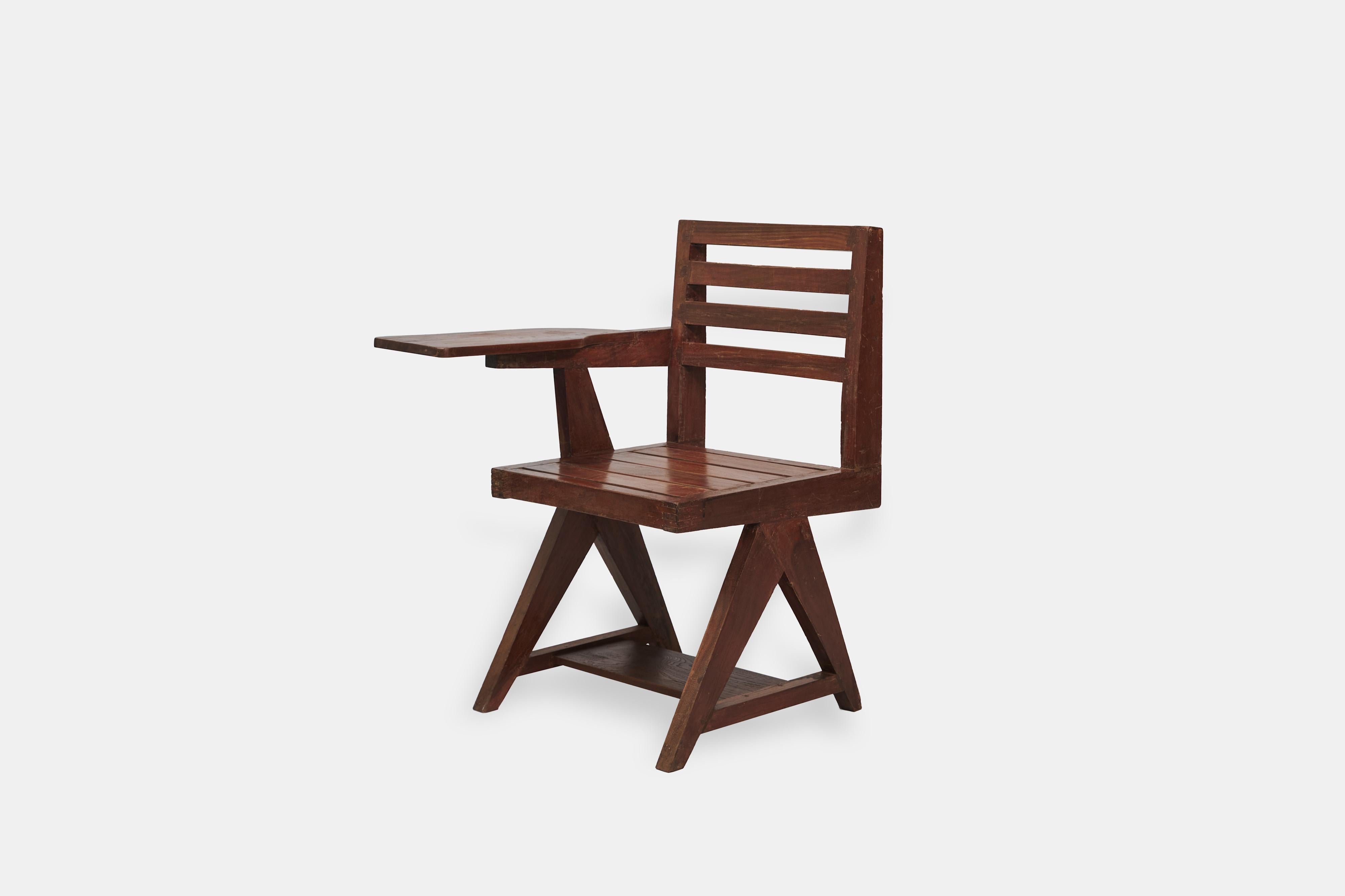 Legno Sedia a braccioli in teak Pierre Jeannette del 1950 per l'Università di Chandigarh in vendita