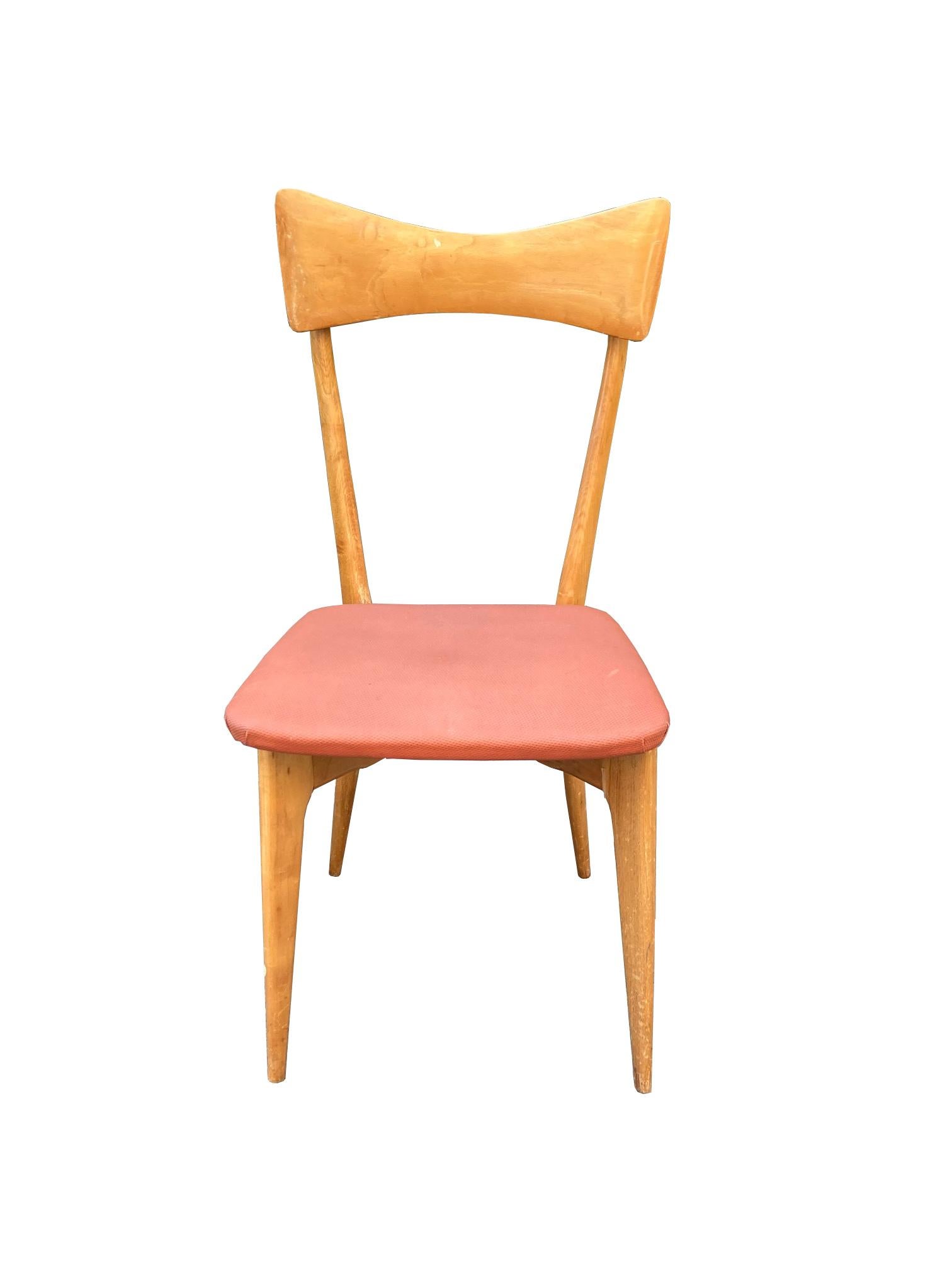 Juego de seis de los años 50 Ico Parisi para Ariberto Colombo Multicolor Madera Cielo Cuero Moderno de mediados de siglo en venta