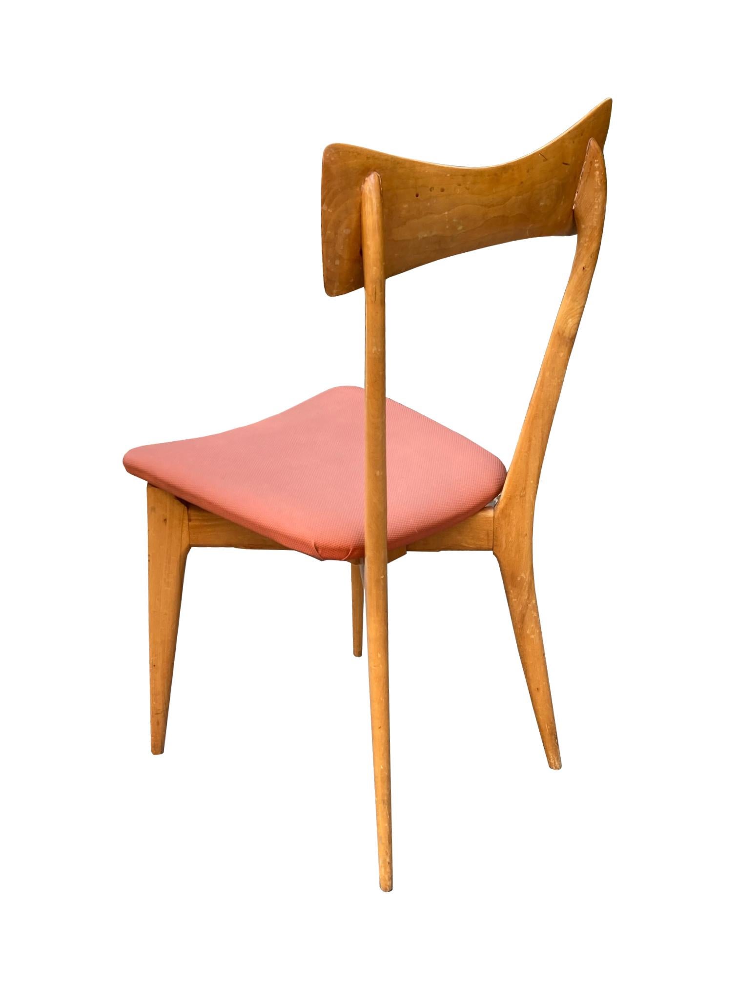 Juego de seis de los años 50 Ico Parisi para Ariberto Colombo Multicolor Madera Cielo Cuero en Bueno estado para la venta en Milano, IT