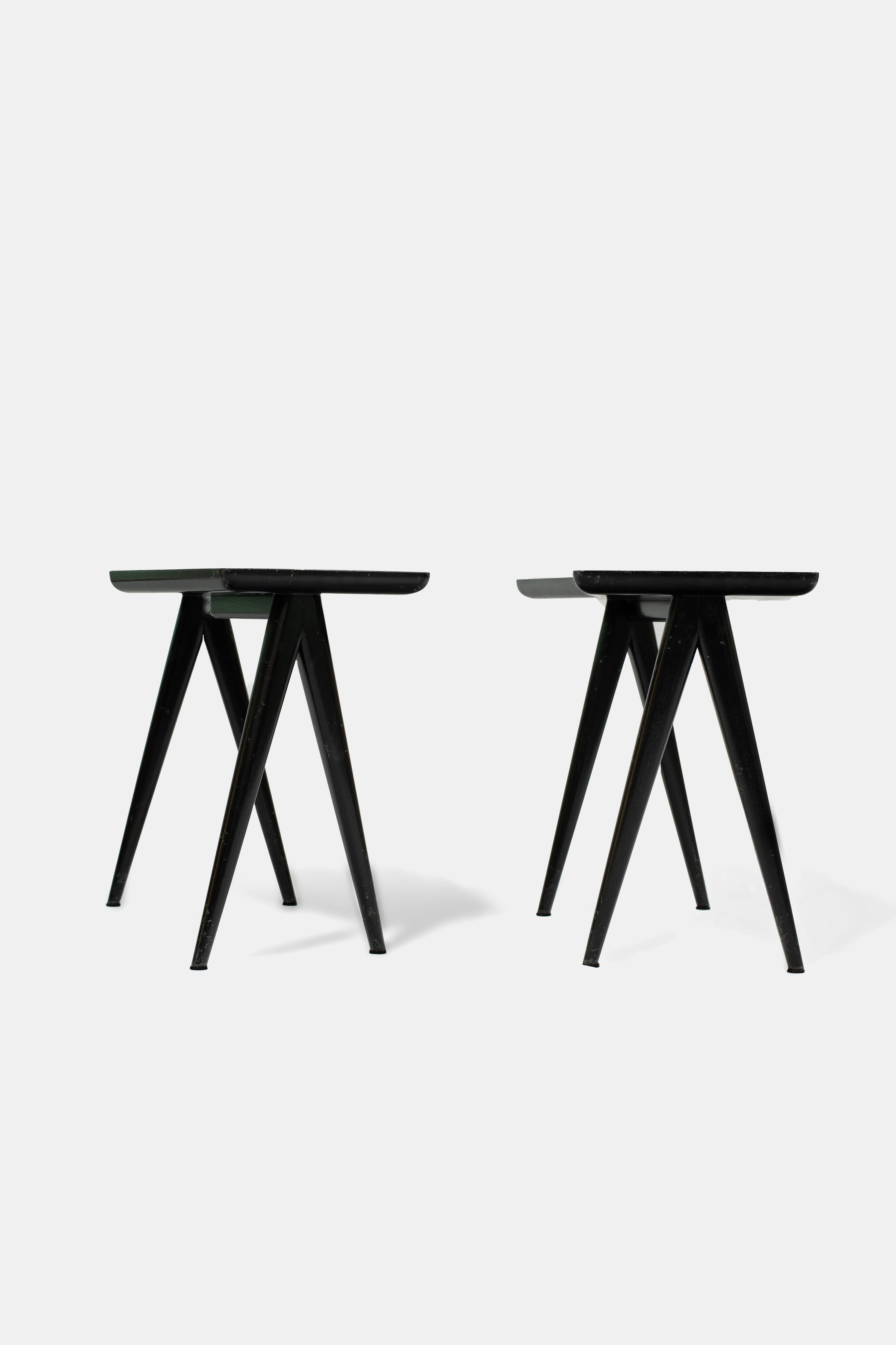 Mid-Century Modern Tables d'appoint Gio Ponti Pietro Chiesa 1940 Miroir Verre Noyer Noir Laqué en vente