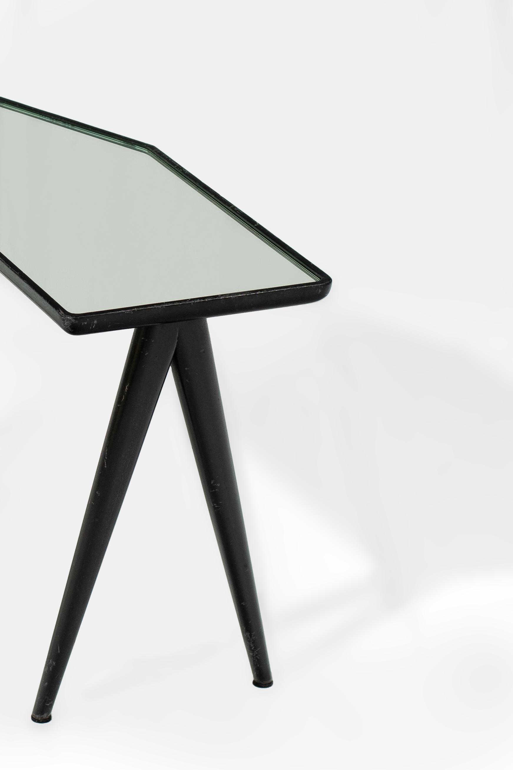 Tables d'appoint Gio Ponti Pietro Chiesa 1940 Miroir Verre Noyer Noir Laqué en vente 2