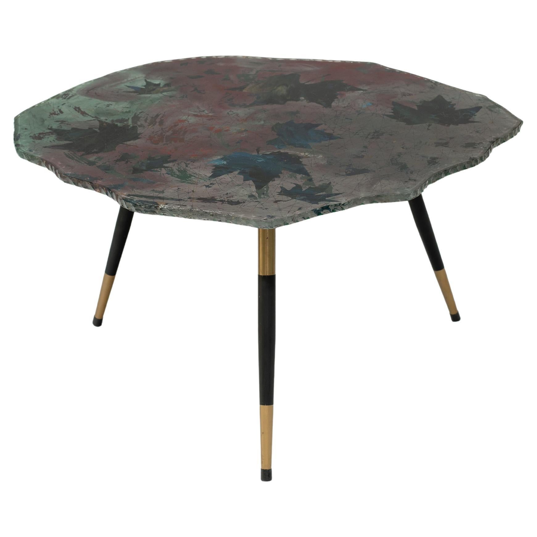 Table basse en verre peint Duilio Barnabé Fontana Arte, 1950 en vente