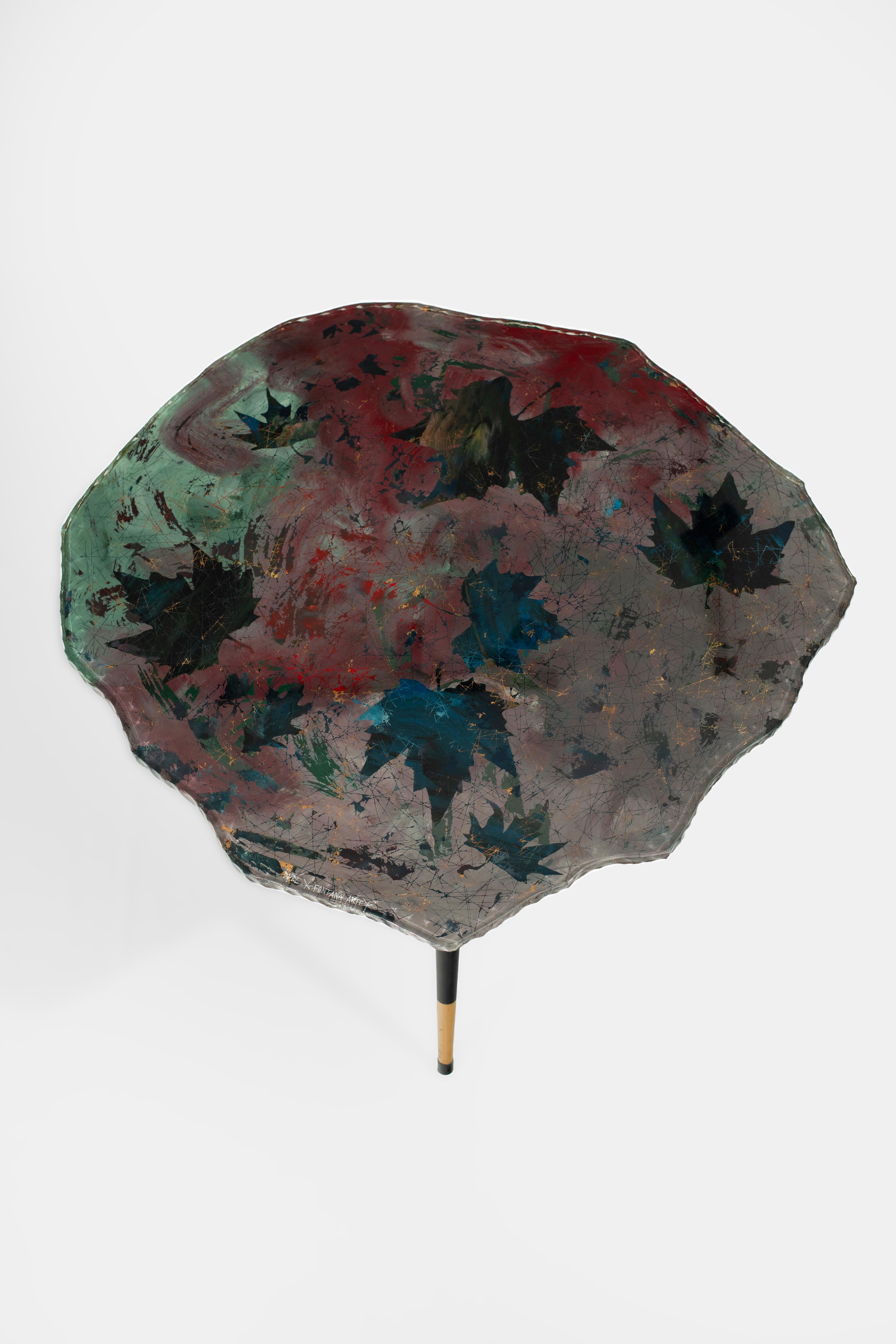 Milieu du XXe siècle Table basse en verre peint Duilio Barnabé Fontana Arte, 1950 en vente