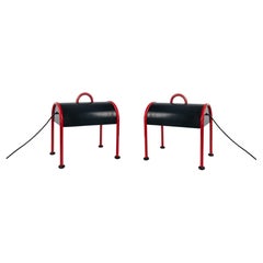 1970 Ettore Sottsass Stilnovo Valigia Lampes de table Noir Rouge Couleur Milieu du siècle