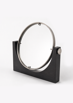 Miroir de salle de bains double face en marbre de Carrare et acier, Angelo Mangiarotti, Italie