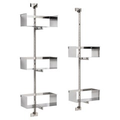 Vittorio Introini P700 Chrome-Plated Wall-Mounted Bookshelves for Saporiti 1969