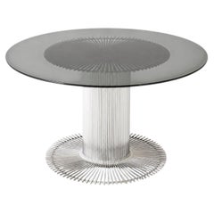 Gastone Rinaldi Round Metal and Glass Dining Table for RIMA, Italy, circa 1970